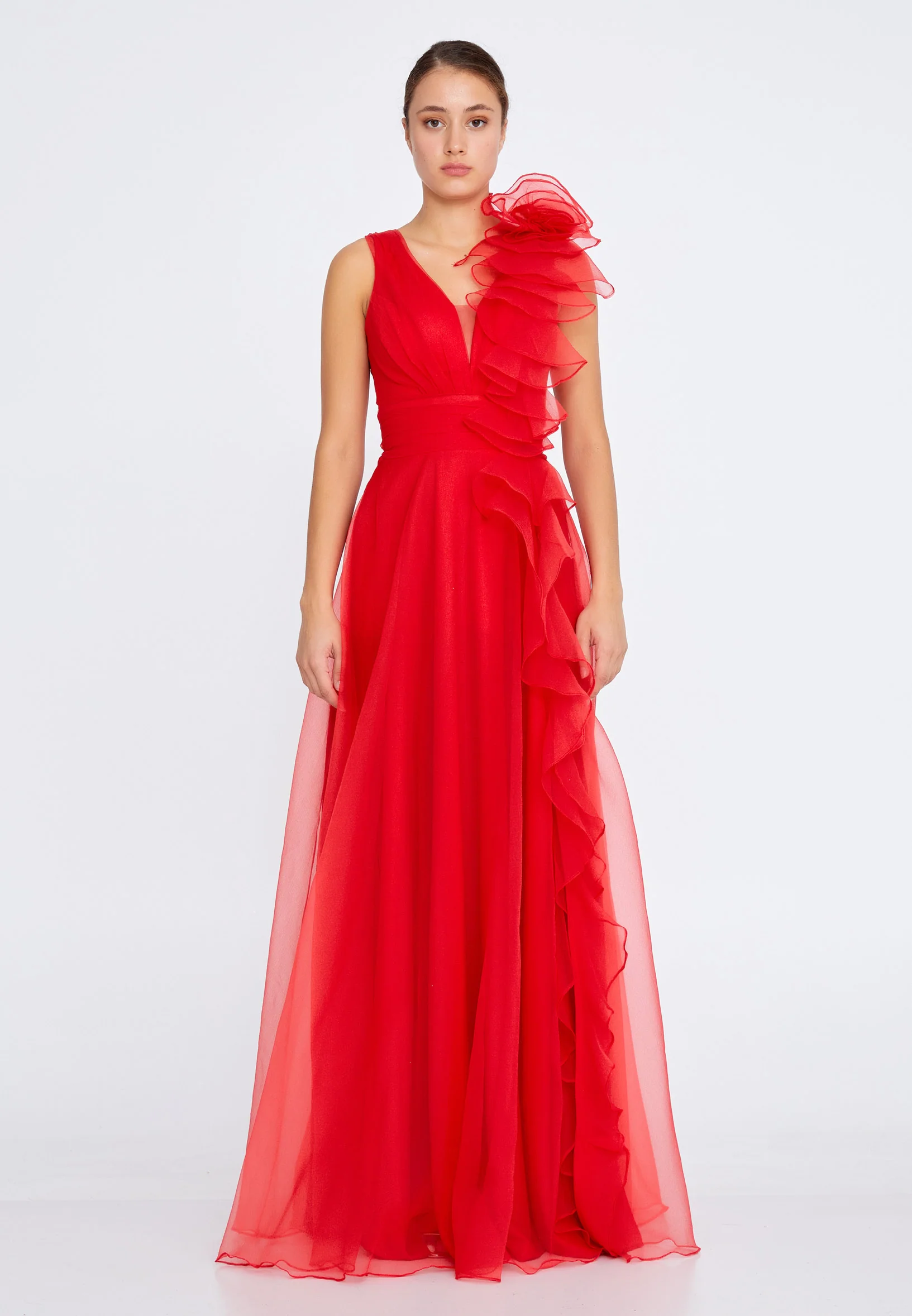 Sleeveless Maxi Tulle A - Line Regular Prom Dress liw1229 - Image 5
