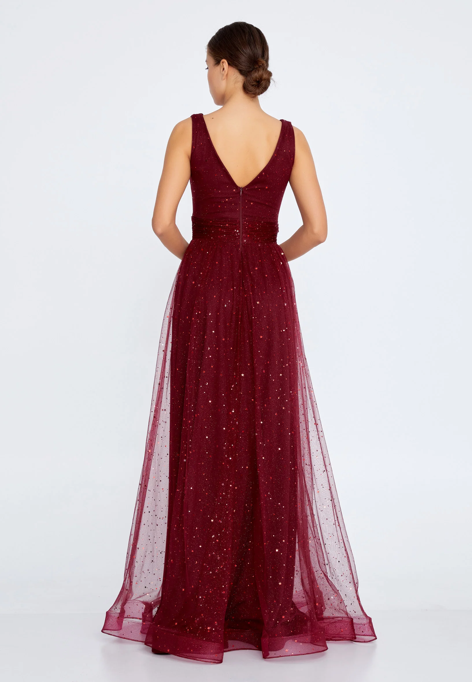 Sleeveless Maxi Tulle A - Line Regular Prom Dress liw1297 - Image 2