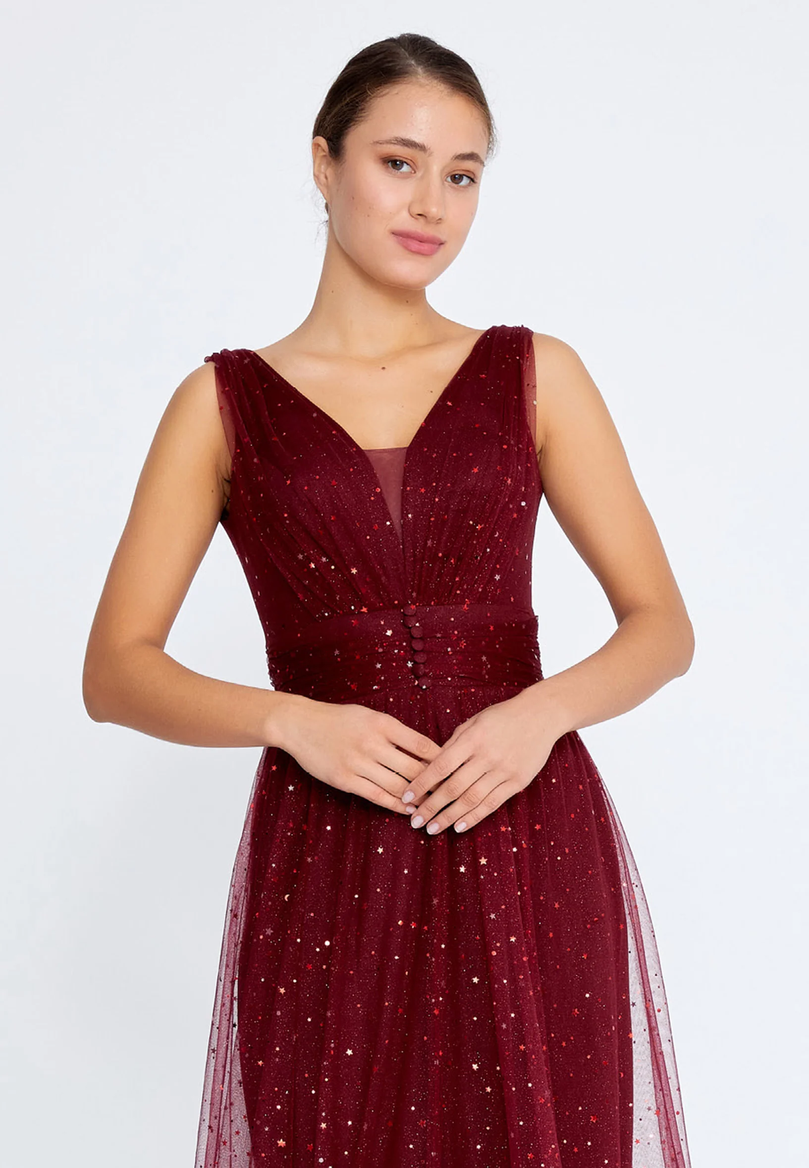 Sleeveless Maxi Tulle A - Line Regular Prom Dress liw1297 - Image 4