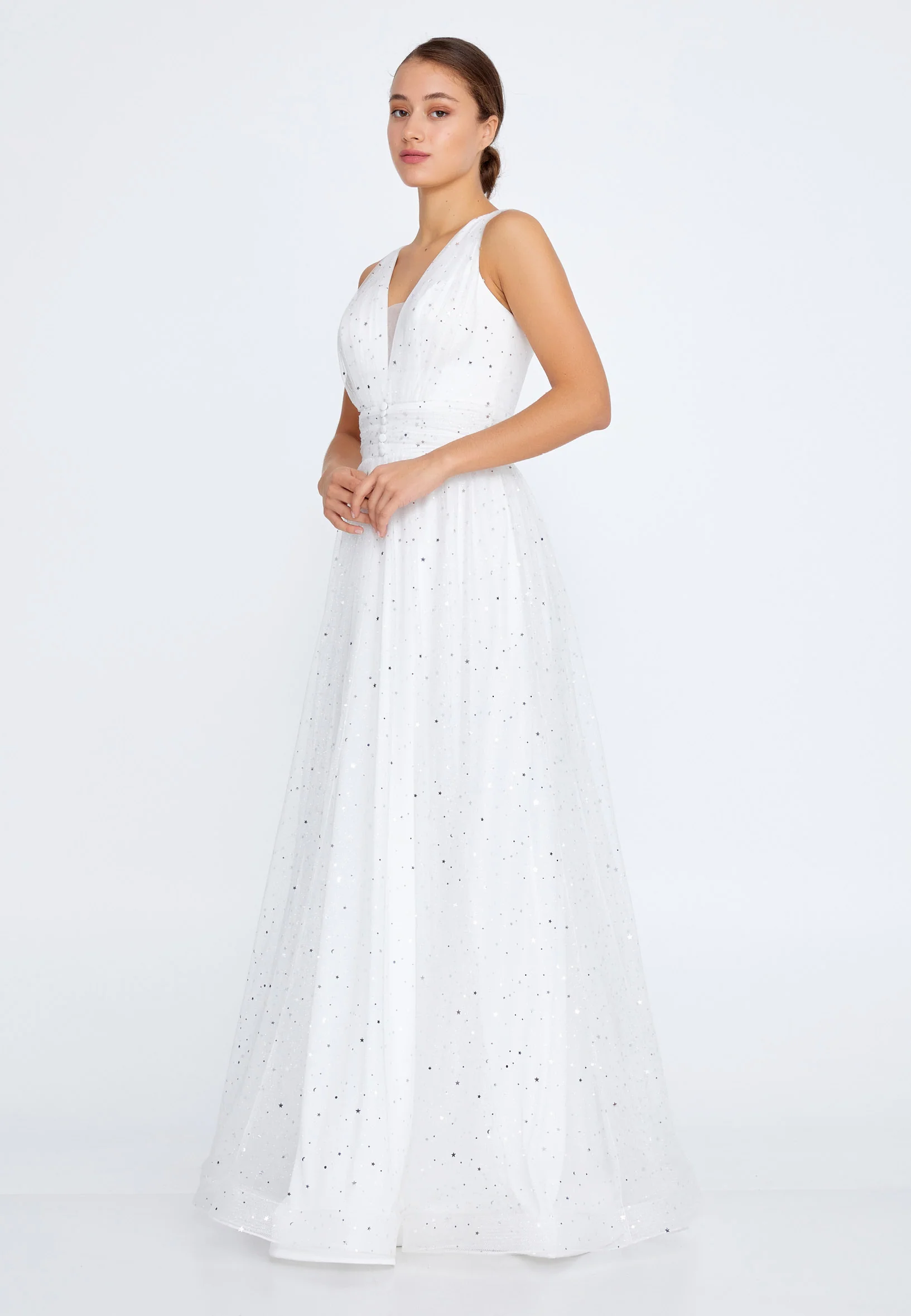 Sleeveless Maxi Tulle A - Line Regular Prom Dress liw1297 - Image 7