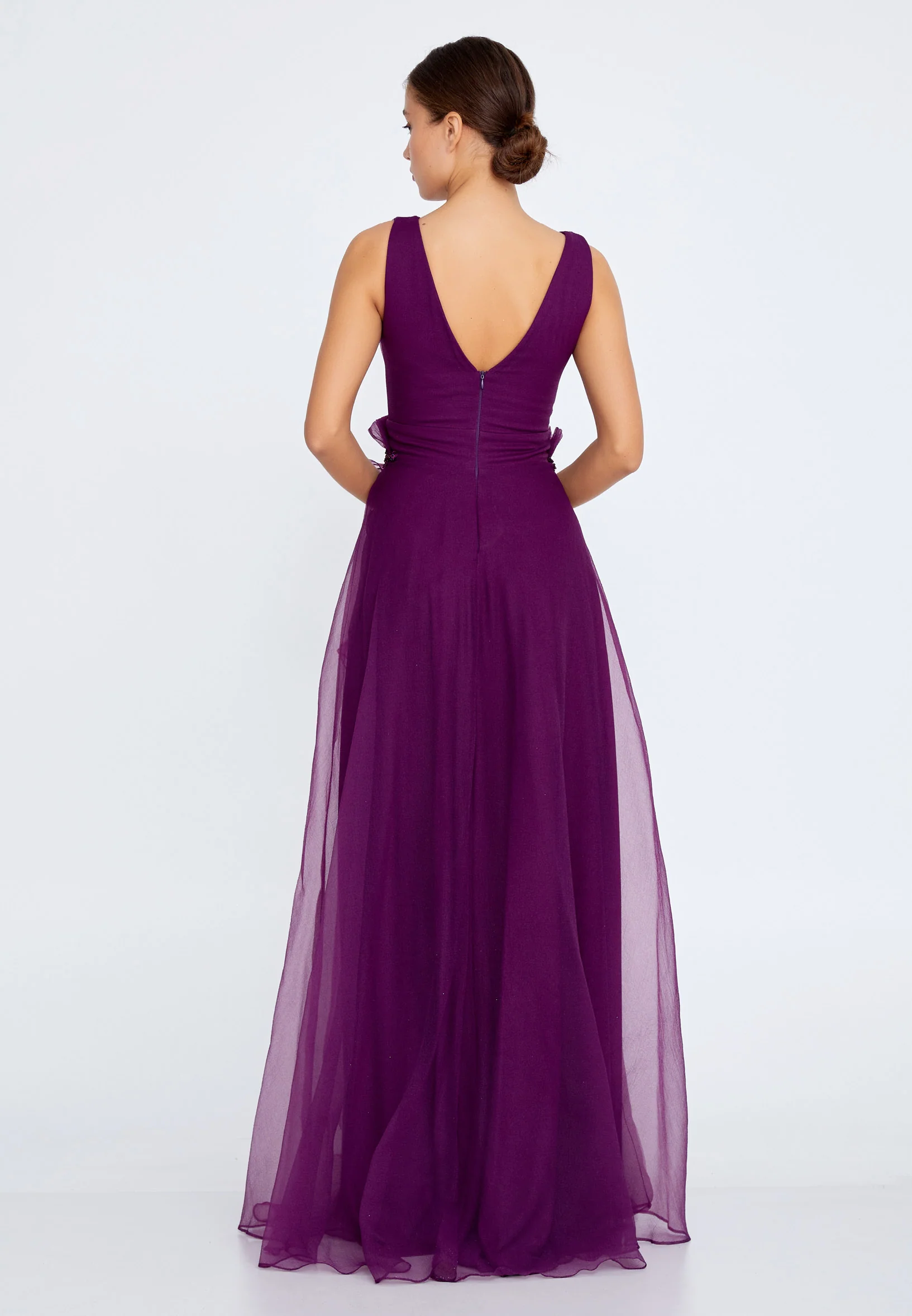 Sleeveless Maxi Tulle A - Line Regular Prom Dress liw1311 - Image 10