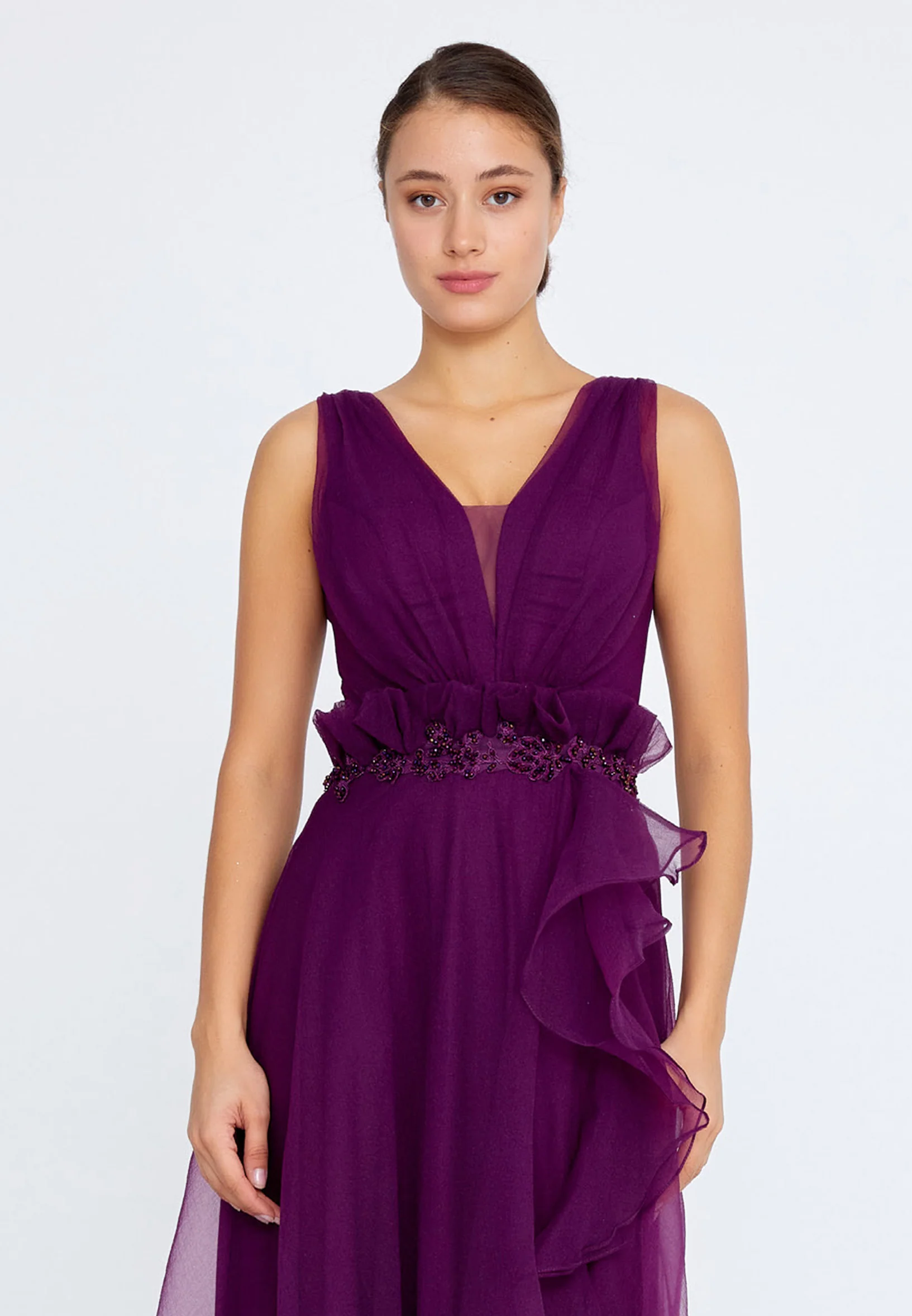 Sleeveless Maxi Tulle A - Line Regular Prom Dress liw1311 - Image 12