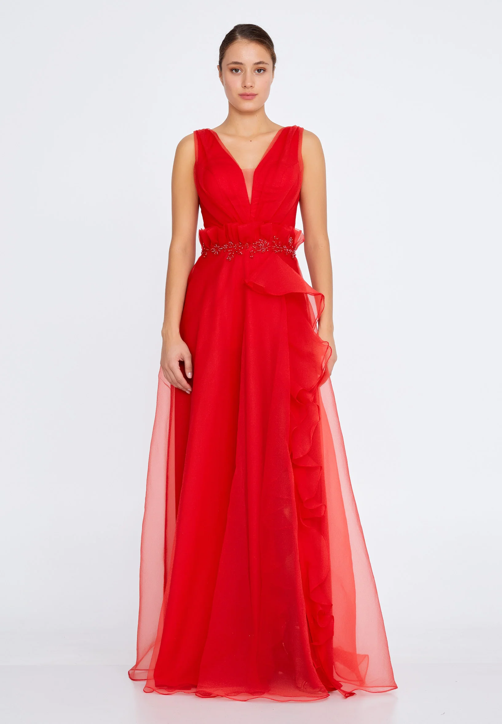 Sleeveless Maxi Tulle A - Line Regular Prom Dress liw1311 - Image 13