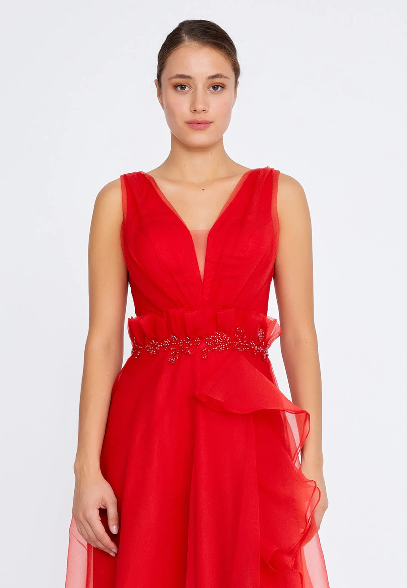 Sleeveless Maxi Tulle A - Line Regular Prom Dress liw1311 - Image 16