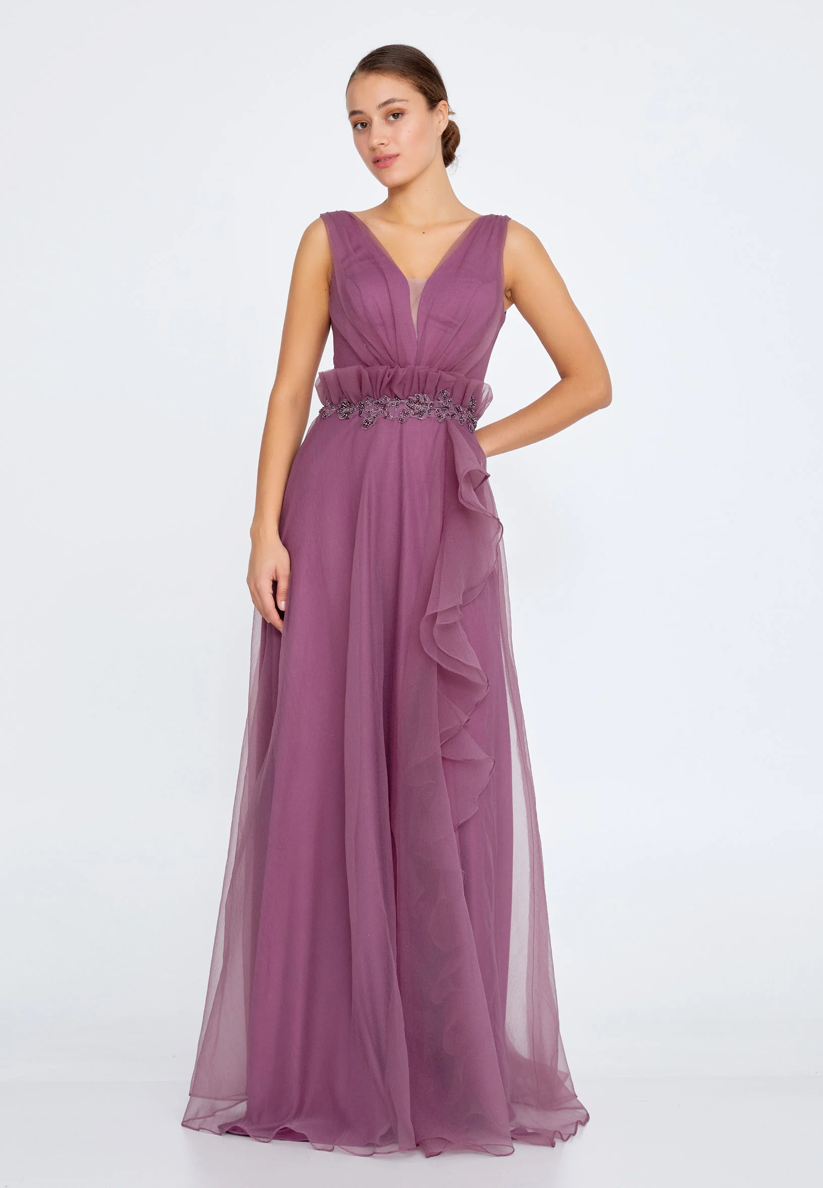 Sleeveless Maxi Tulle A - Line Regular Prom Dress liw1311 - Image 17