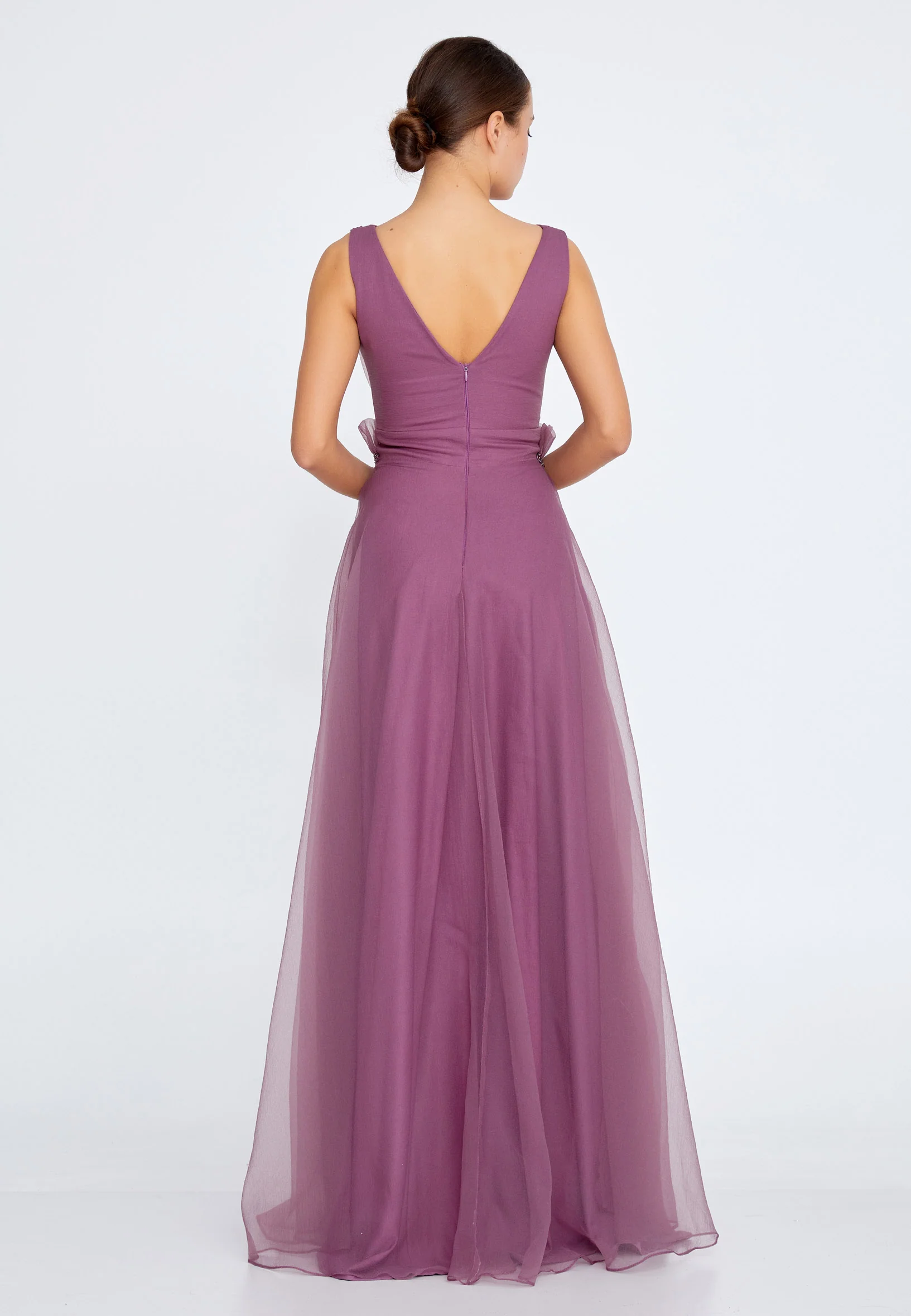 Sleeveless Maxi Tulle A - Line Regular Prom Dress liw1311 - Image 18