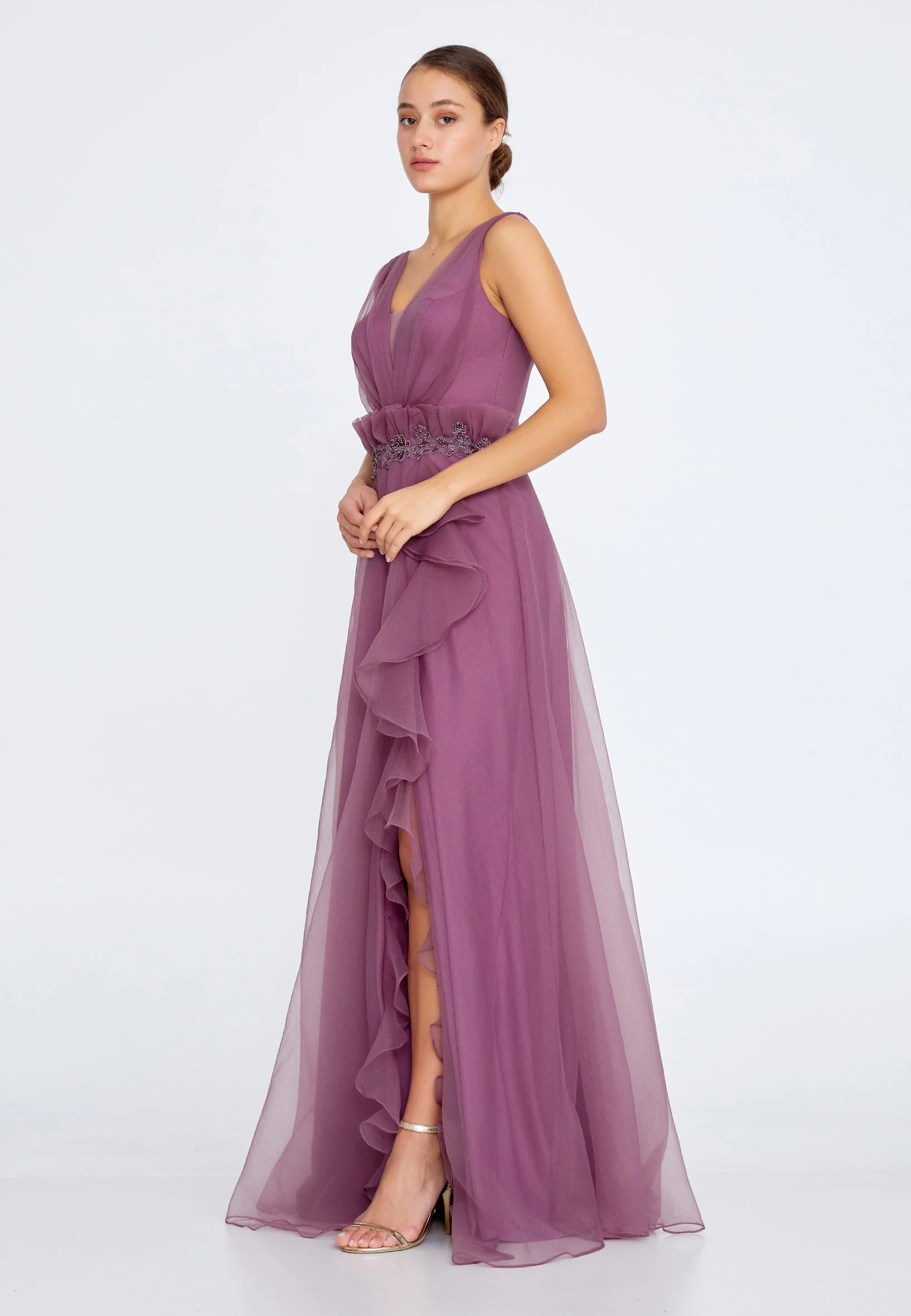 Sleeveless Maxi Tulle A - Line Regular Prom Dress liw1311 - Image 19