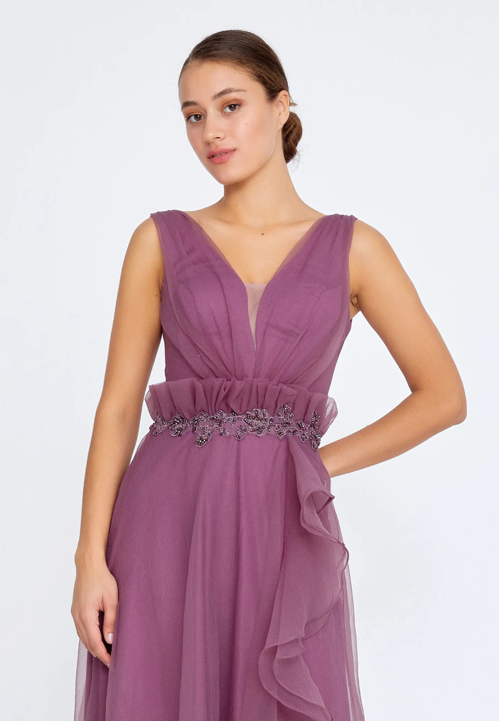Sleeveless Maxi Tulle A - Line Regular Prom Dress liw1311 - Image 20