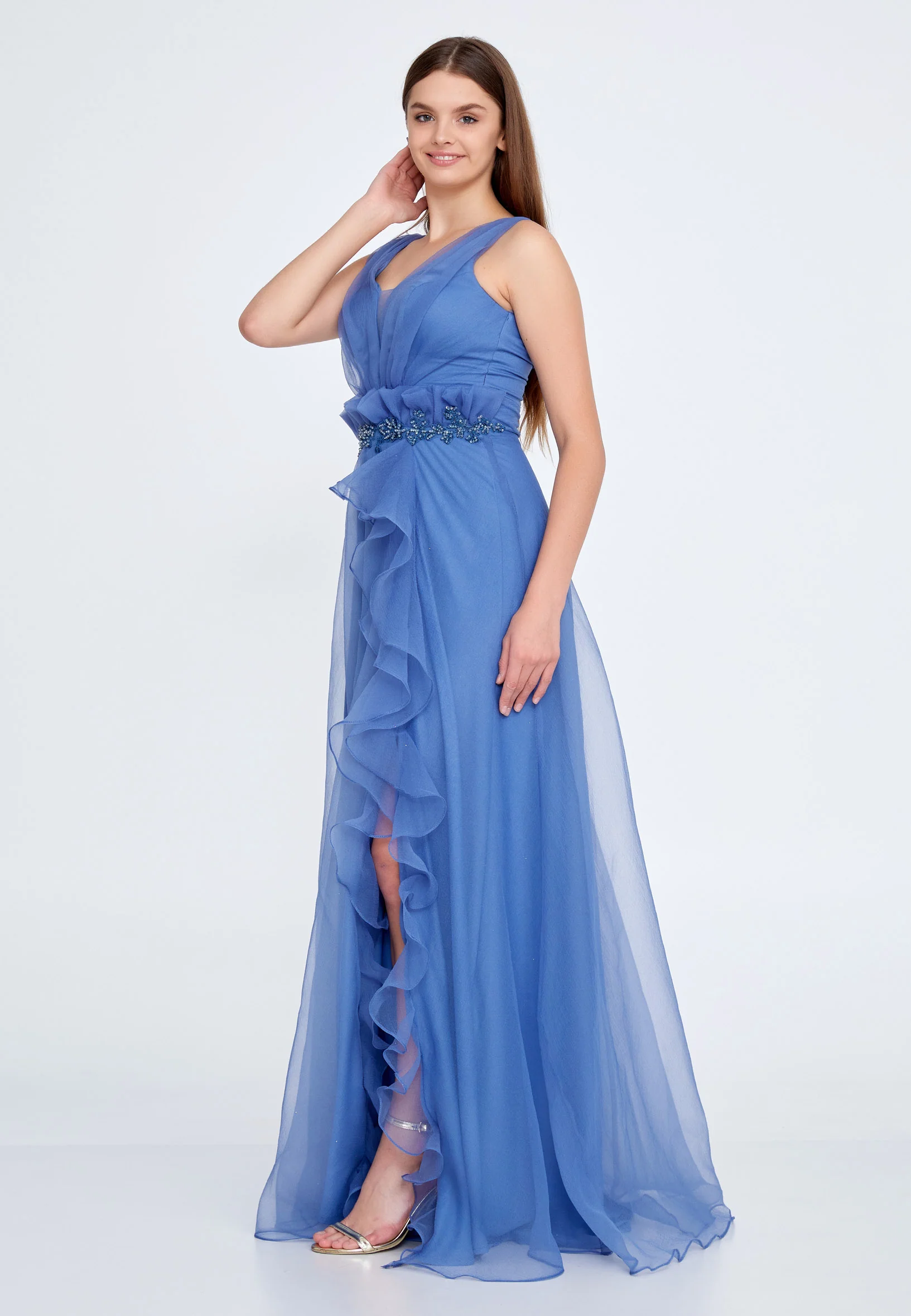 Sleeveless Maxi Tulle A - Line Regular Prom Dress liw1311 - Image 5