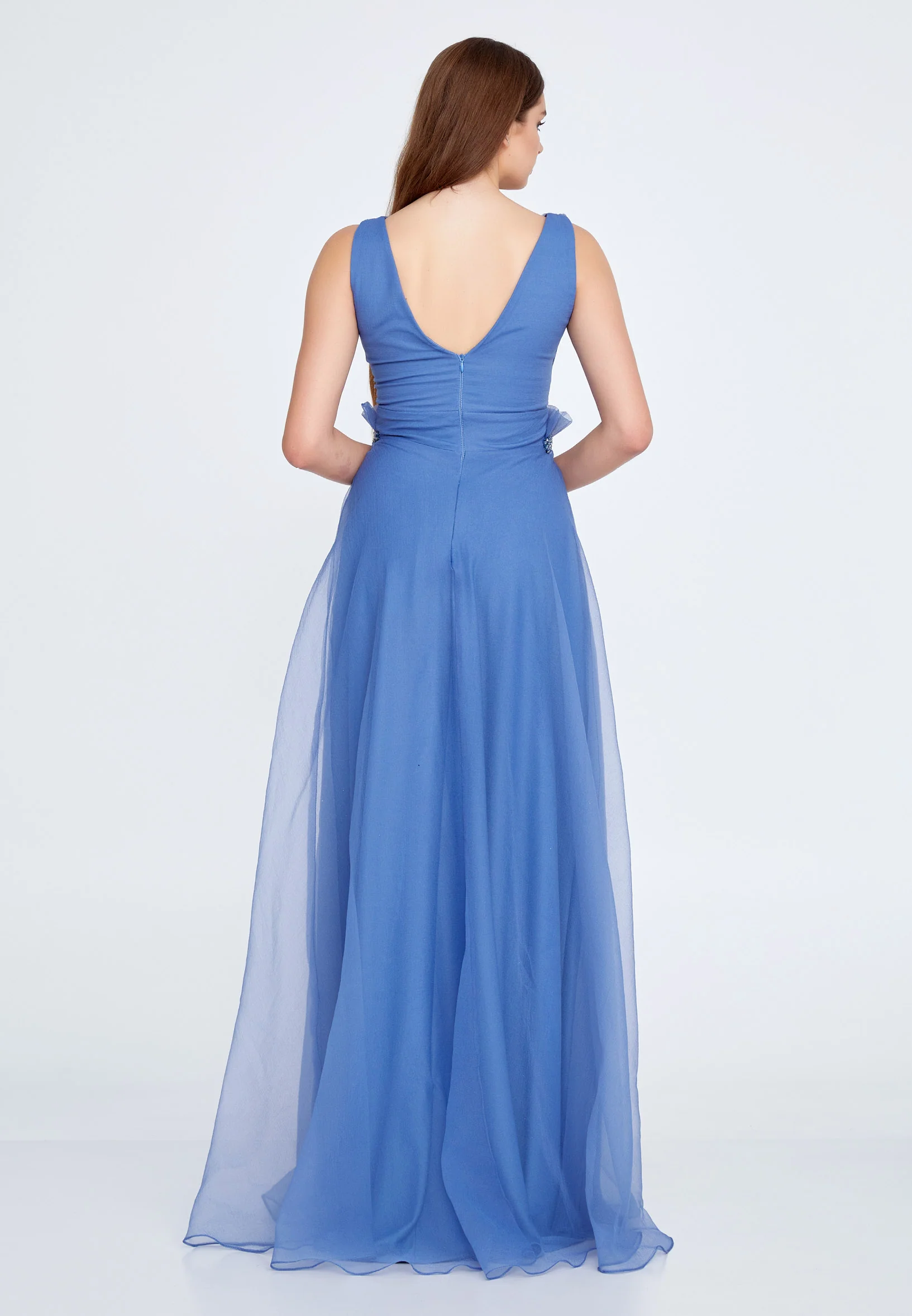 Sleeveless Maxi Tulle A - Line Regular Prom Dress liw1311 - Image 6