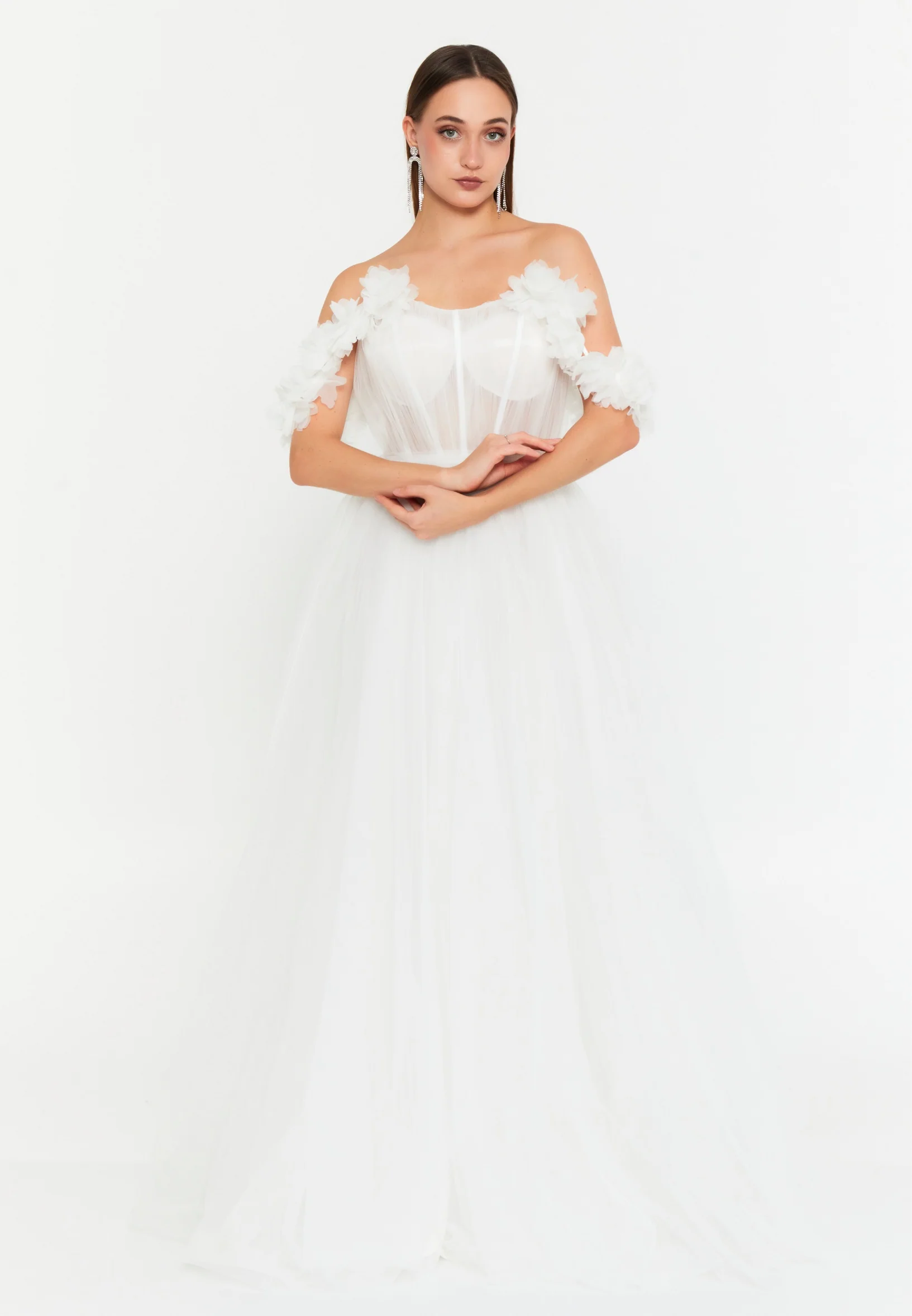 Sleeveless Maxi Tulle A - Line Regular Prom Dress msp77246