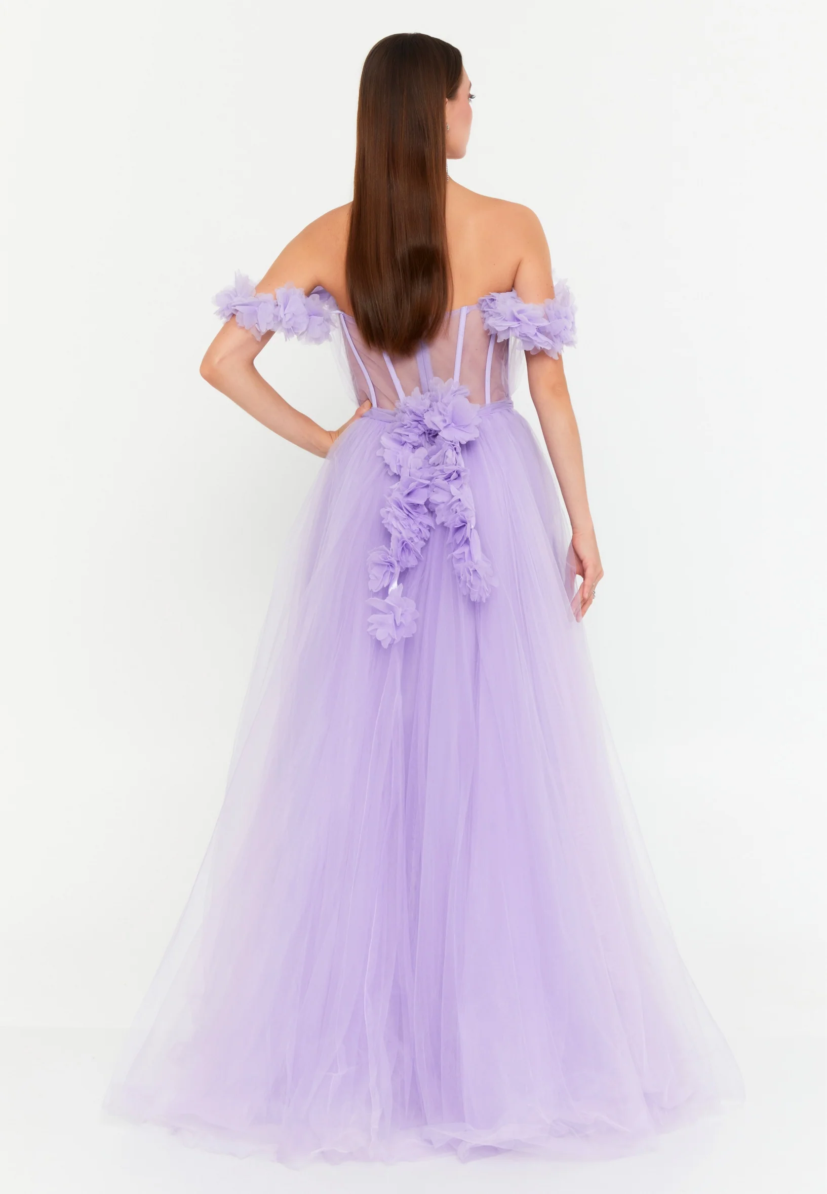 Sleeveless Maxi Tulle A - Line Regular Prom Dress msp77246 - Image 10