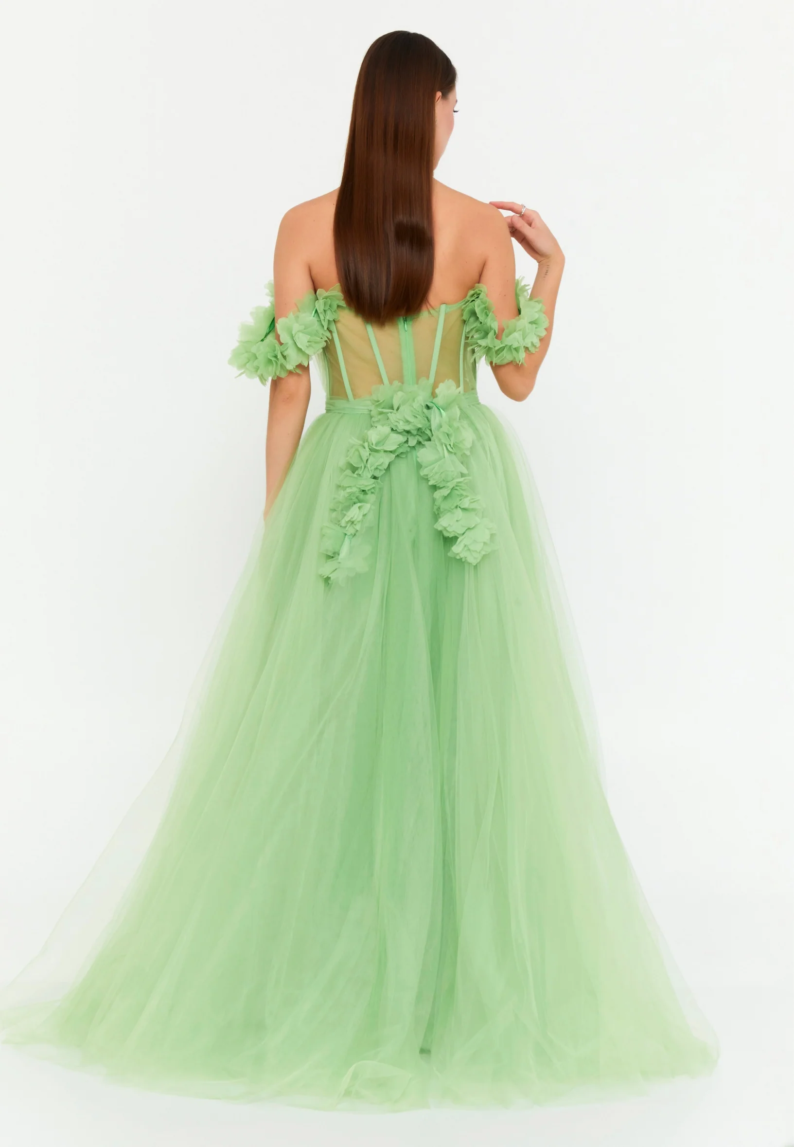 Sleeveless Maxi Tulle A - Line Regular Prom Dress msp77246 - Image 14
