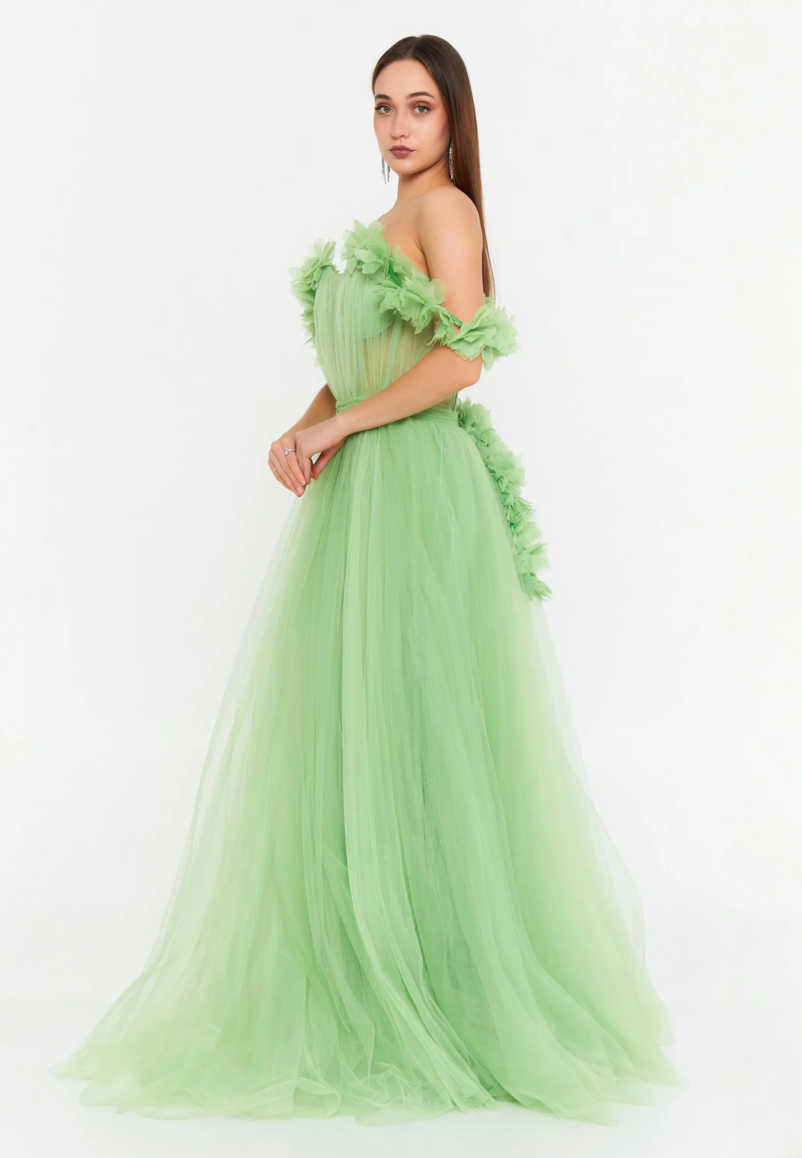 Sleeveless Maxi Tulle A - Line Regular Prom Dress msp77246 - Image 15