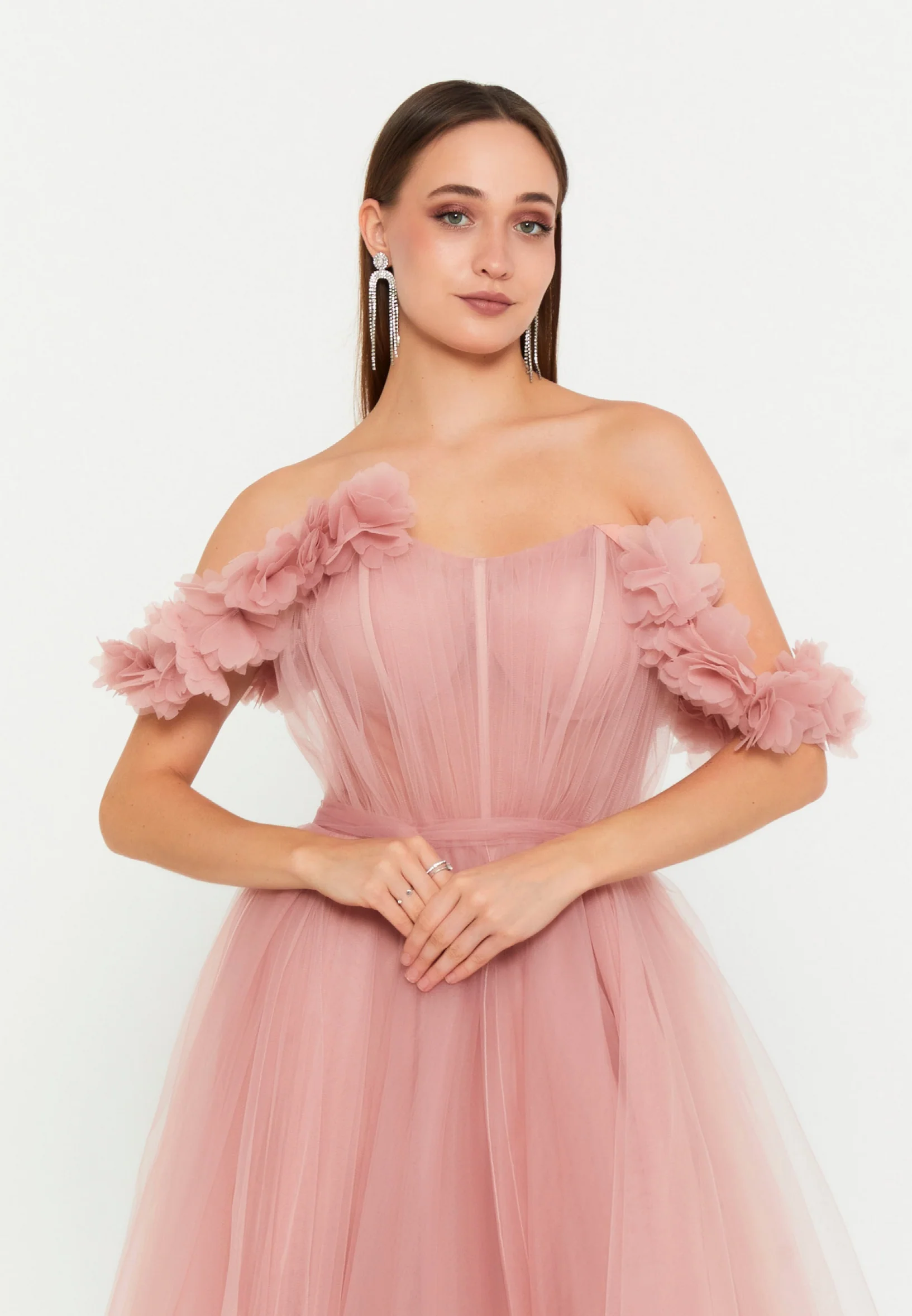 Sleeveless Maxi Tulle A - Line Regular Prom Dress msp77246 - Image 20