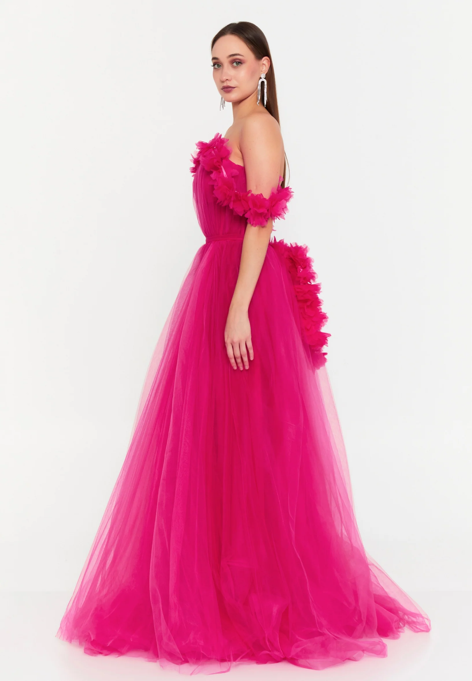 Sleeveless Maxi Tulle A - Line Regular Prom Dress msp77246 - Image 7