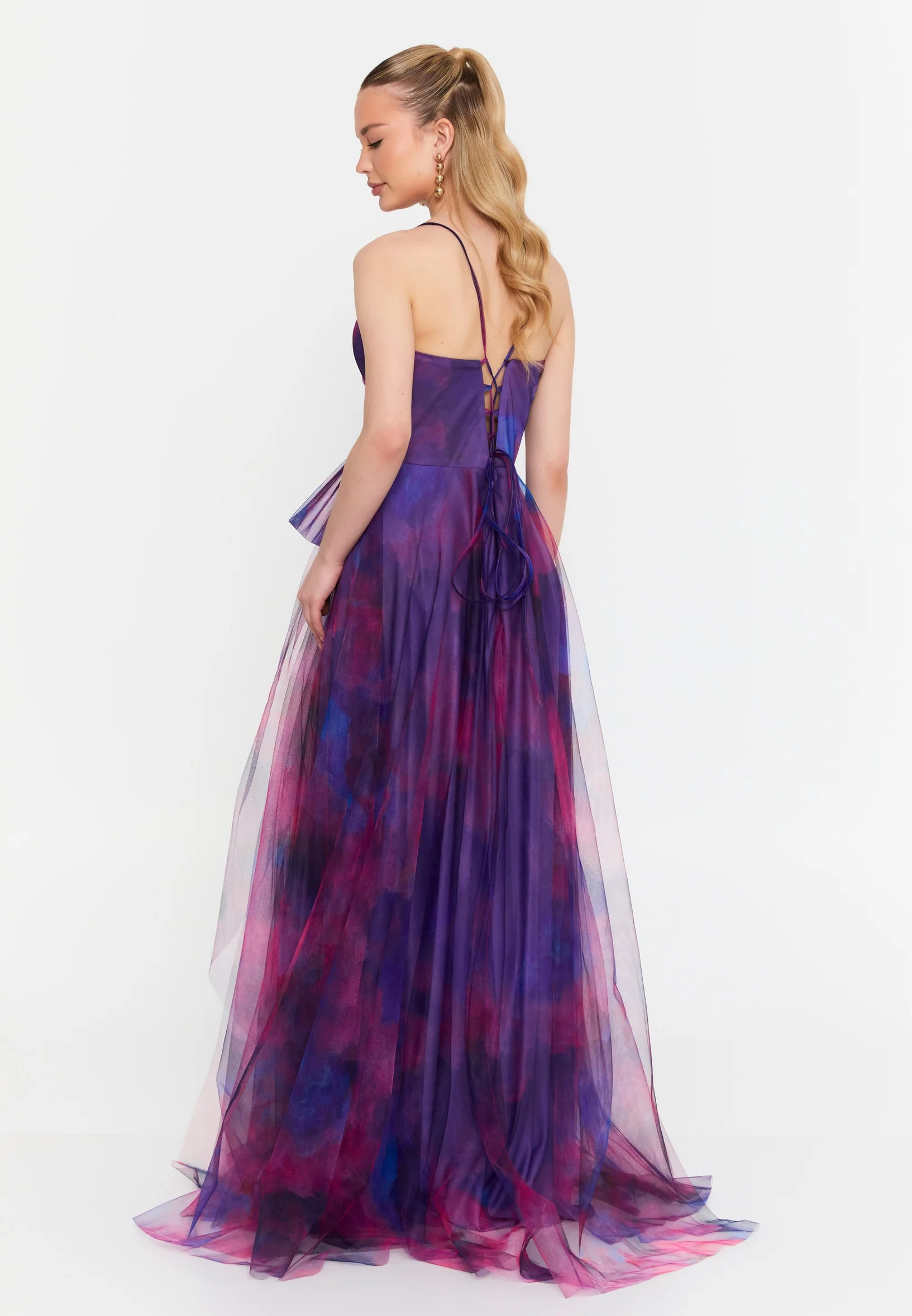 Sleeveless Maxi Tulle A - Line Regular Prom Dress msp79376 - Image 10