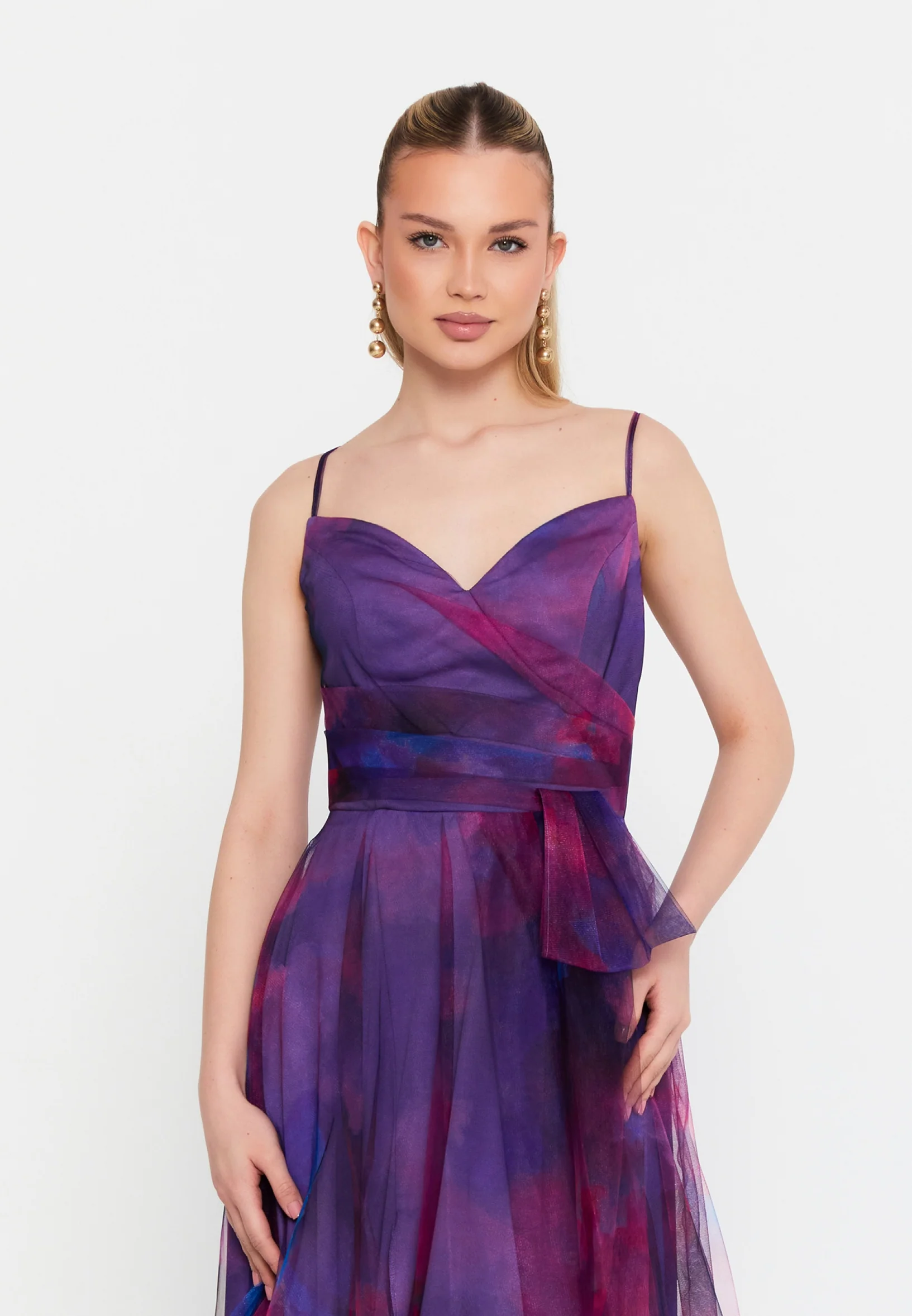 Sleeveless Maxi Tulle A - Line Regular Prom Dress msp79376 - Image 12