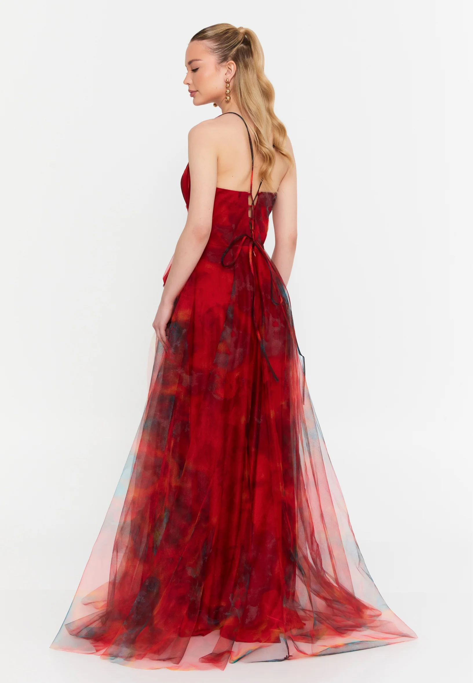 Sleeveless Maxi Tulle A - Line Regular Prom Dress msp79376 - Image 14