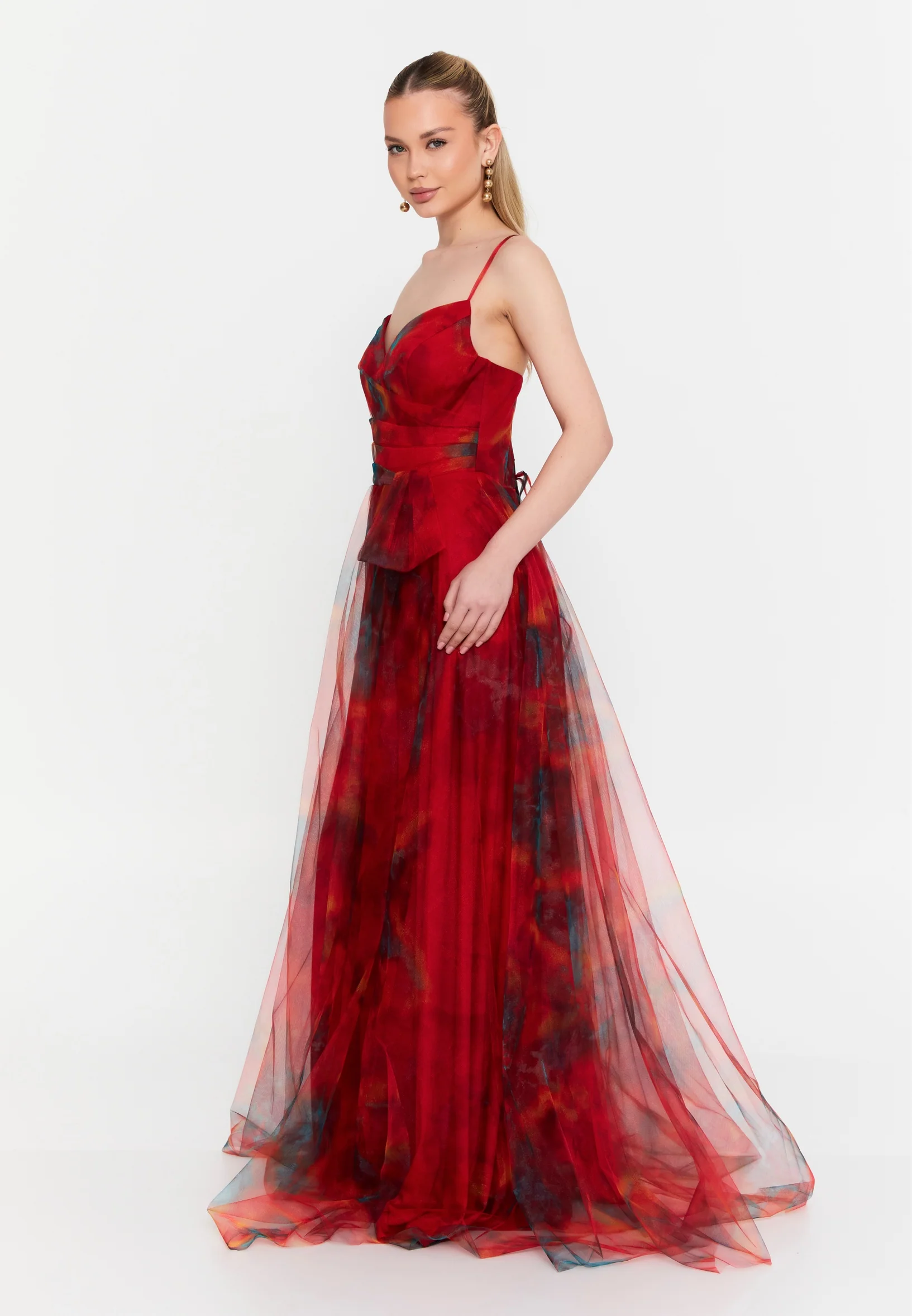 Sleeveless Maxi Tulle A - Line Regular Prom Dress msp79376 - Image 15