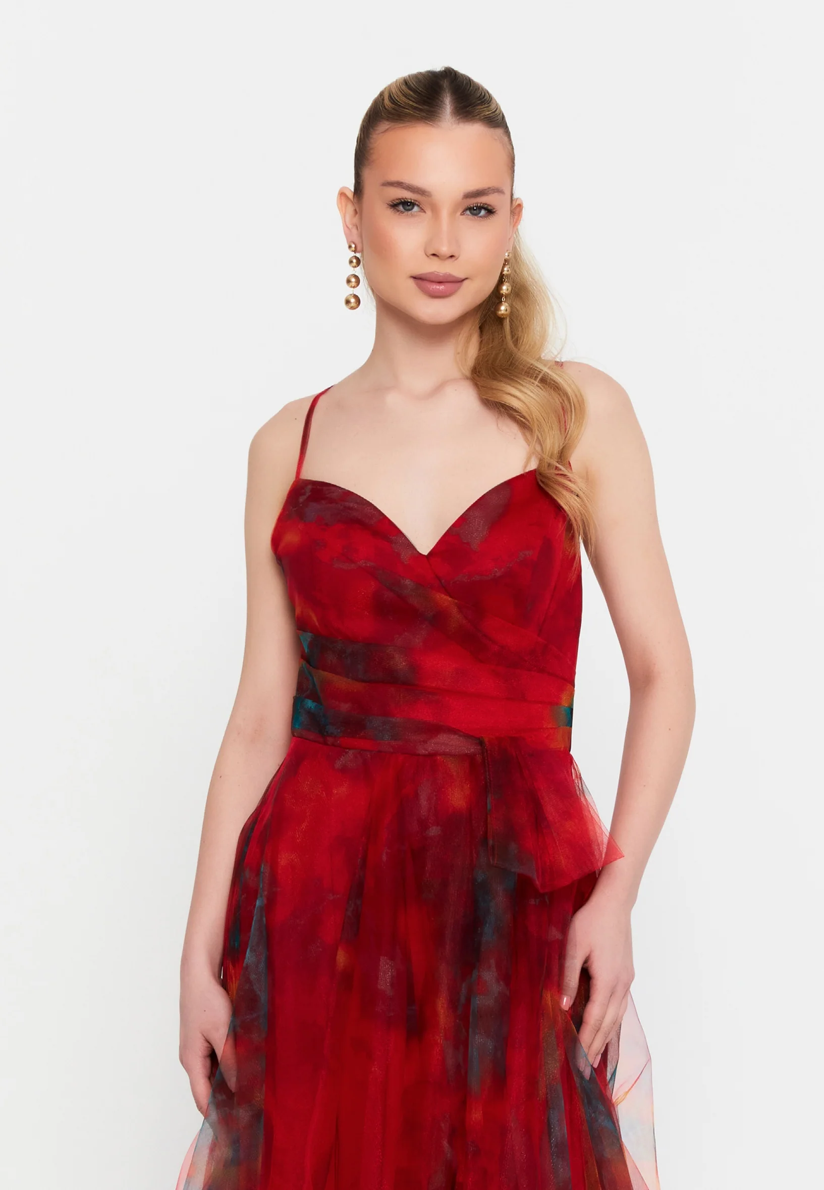 Sleeveless Maxi Tulle A - Line Regular Prom Dress msp79376 - Image 16