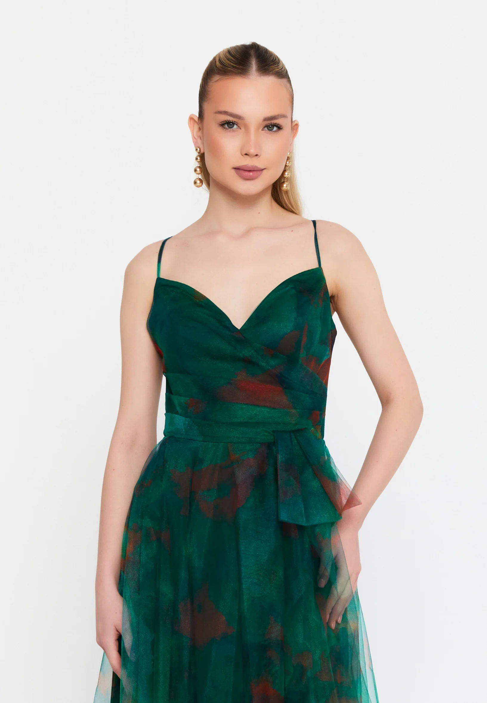 Sleeveless Maxi Tulle A - Line Regular Prom Dress msp79376 - Image 4