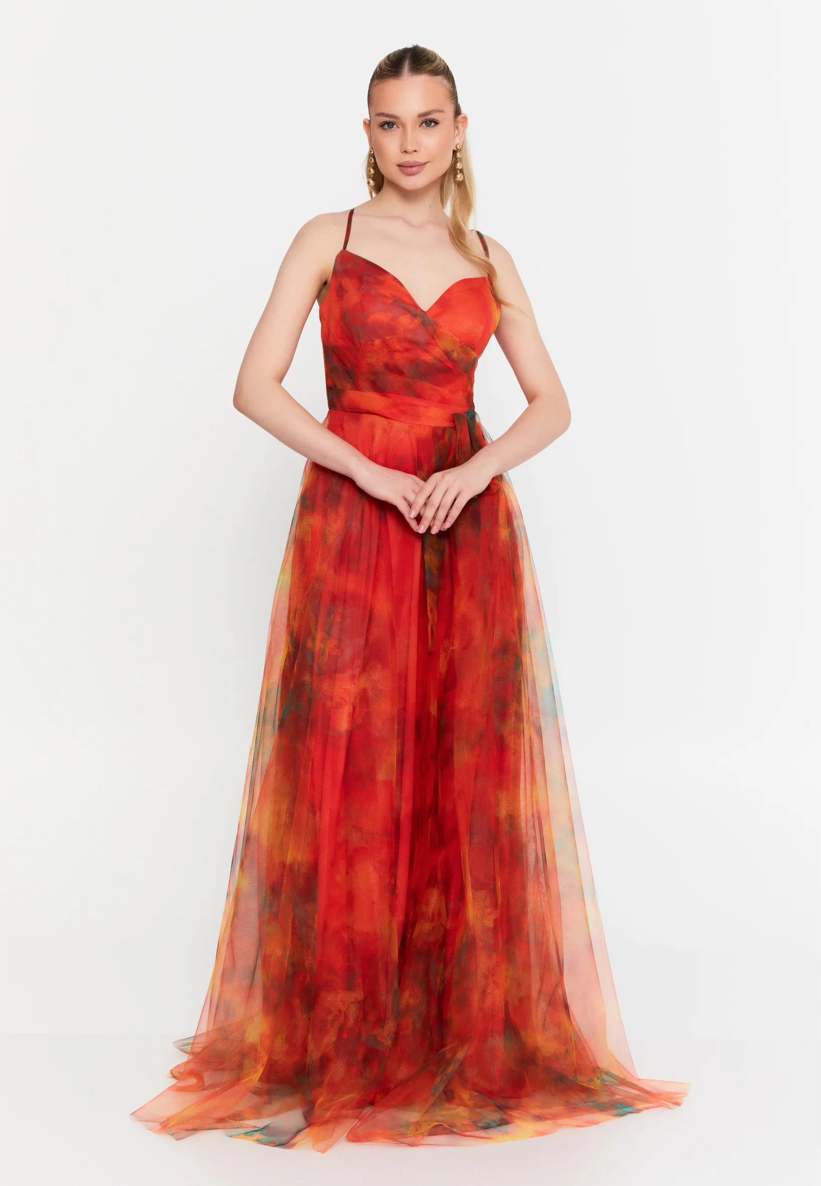 Sleeveless Maxi Tulle A - Line Regular Prom Dress msp79376 - Image 5