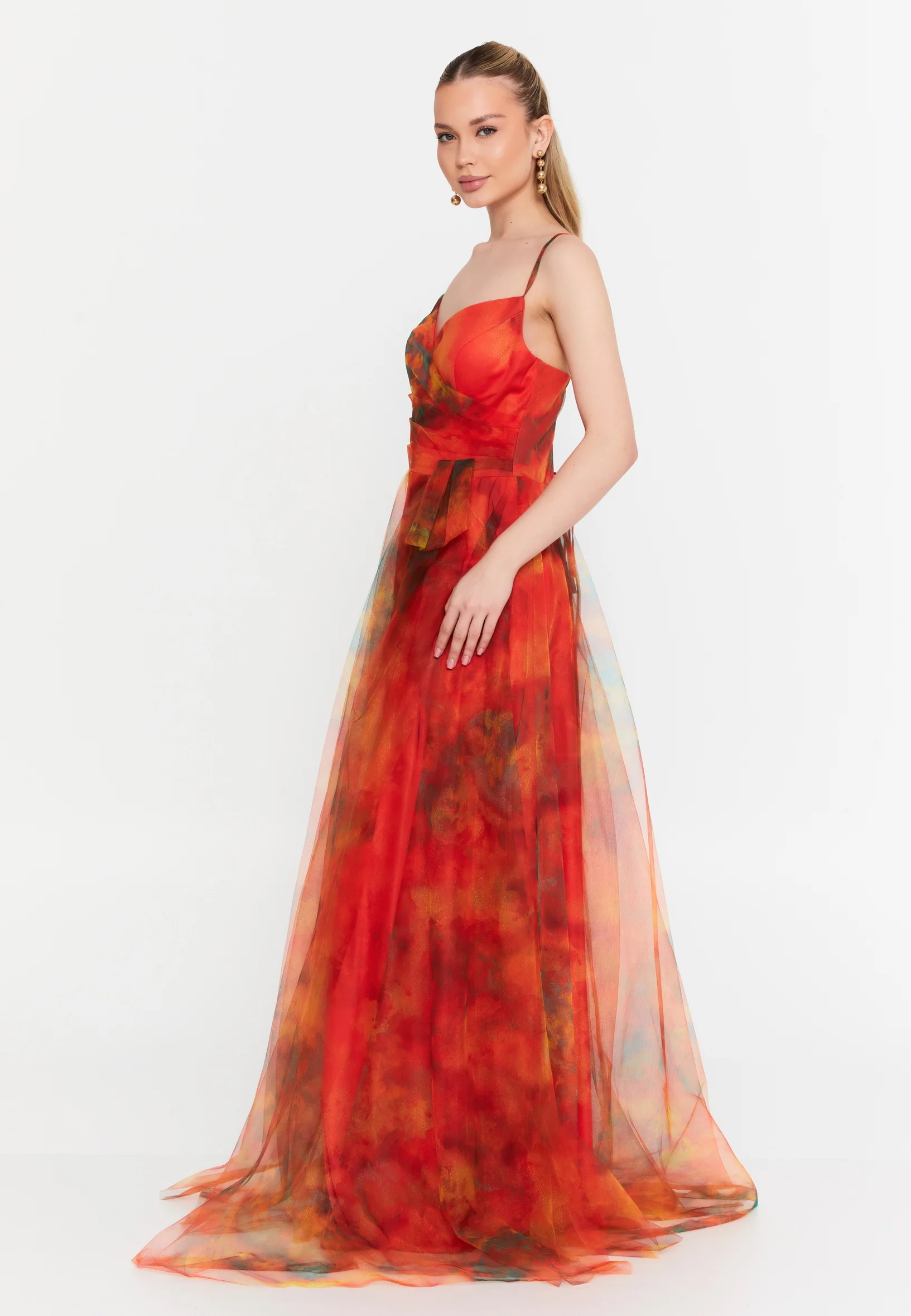 Sleeveless Maxi Tulle A - Line Regular Prom Dress msp79376 - Image 7