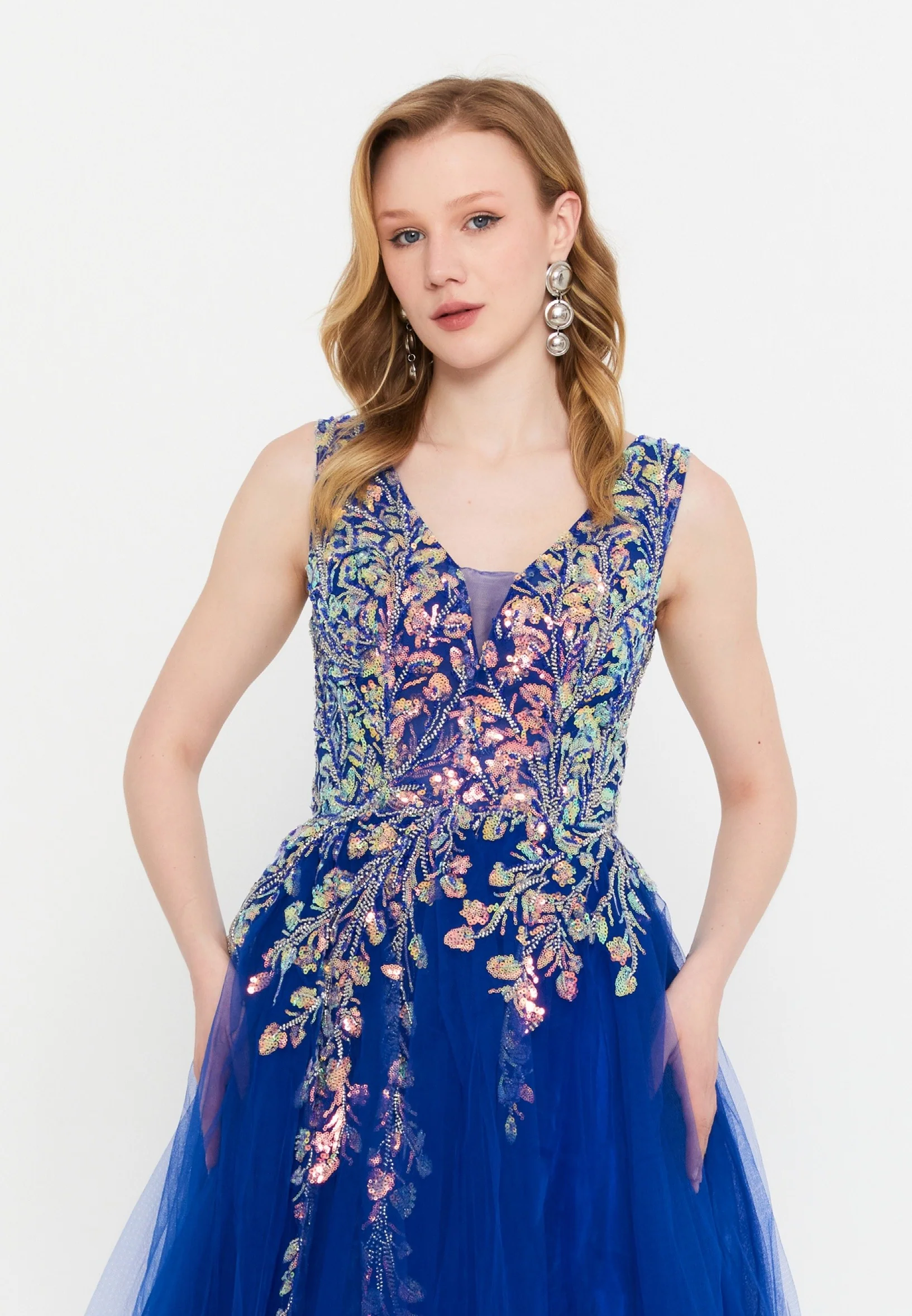 Sleeveless Maxi Tulle A - Line Regular Prom Dress mtc1078 - Image 4