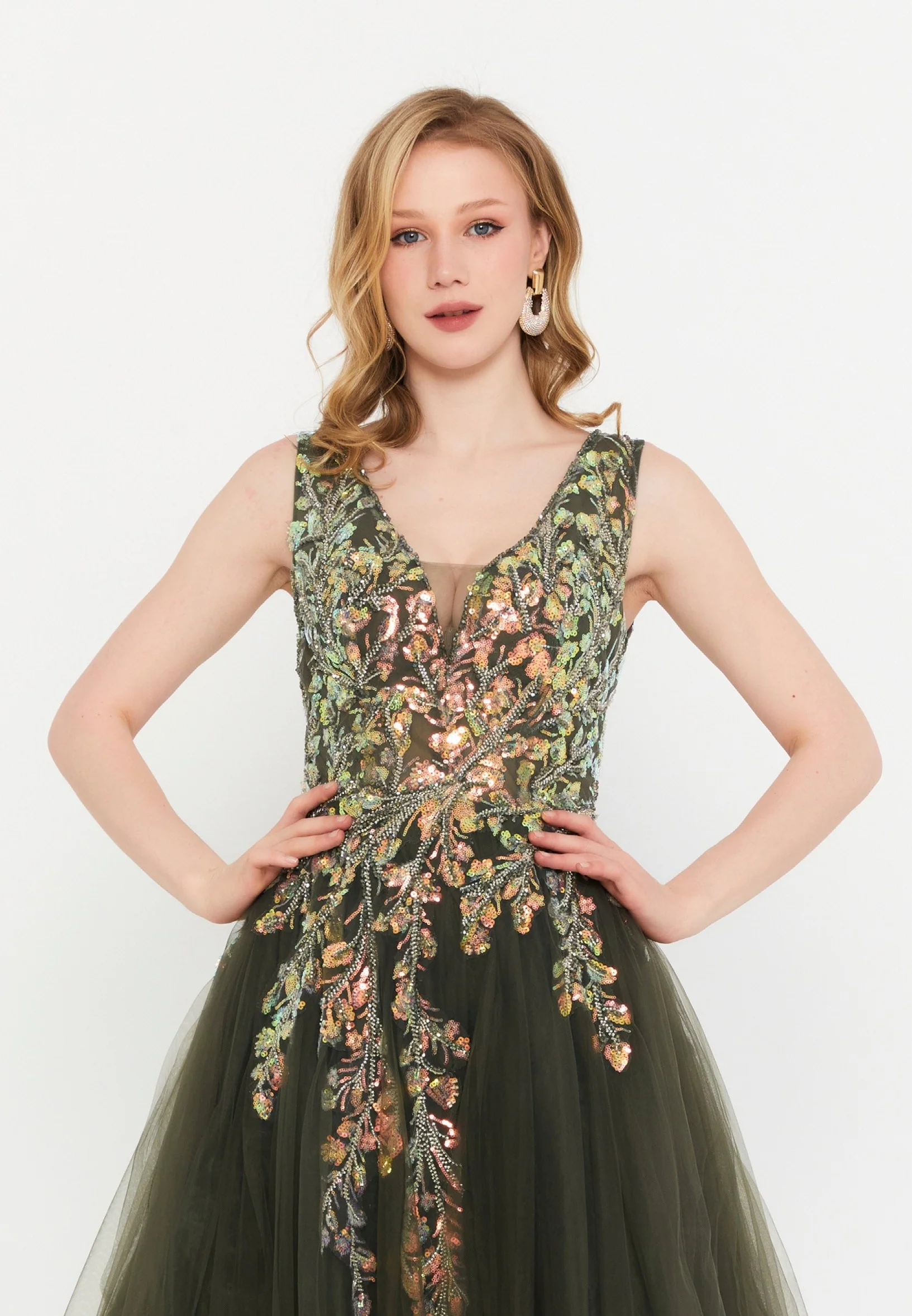 Sleeveless Maxi Tulle A - Line Regular Prom Dress mtc1078 - Image 8