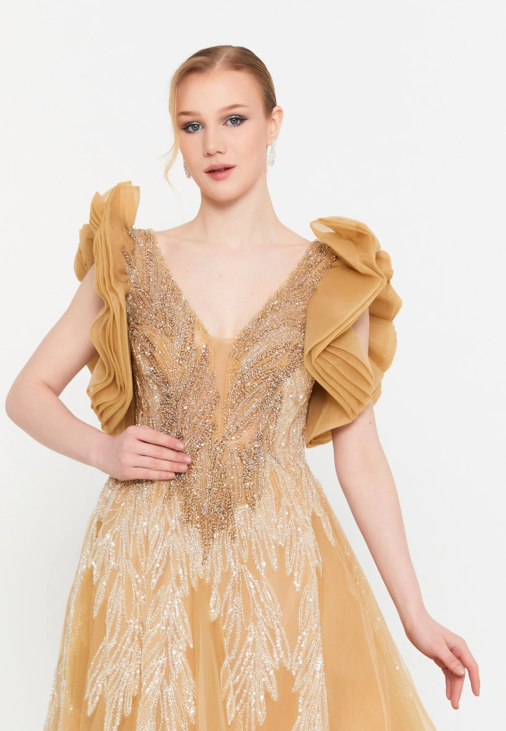 Sleeveless Maxi Tulle A - Line Regular Prom Dress mtc1079 - Image 5