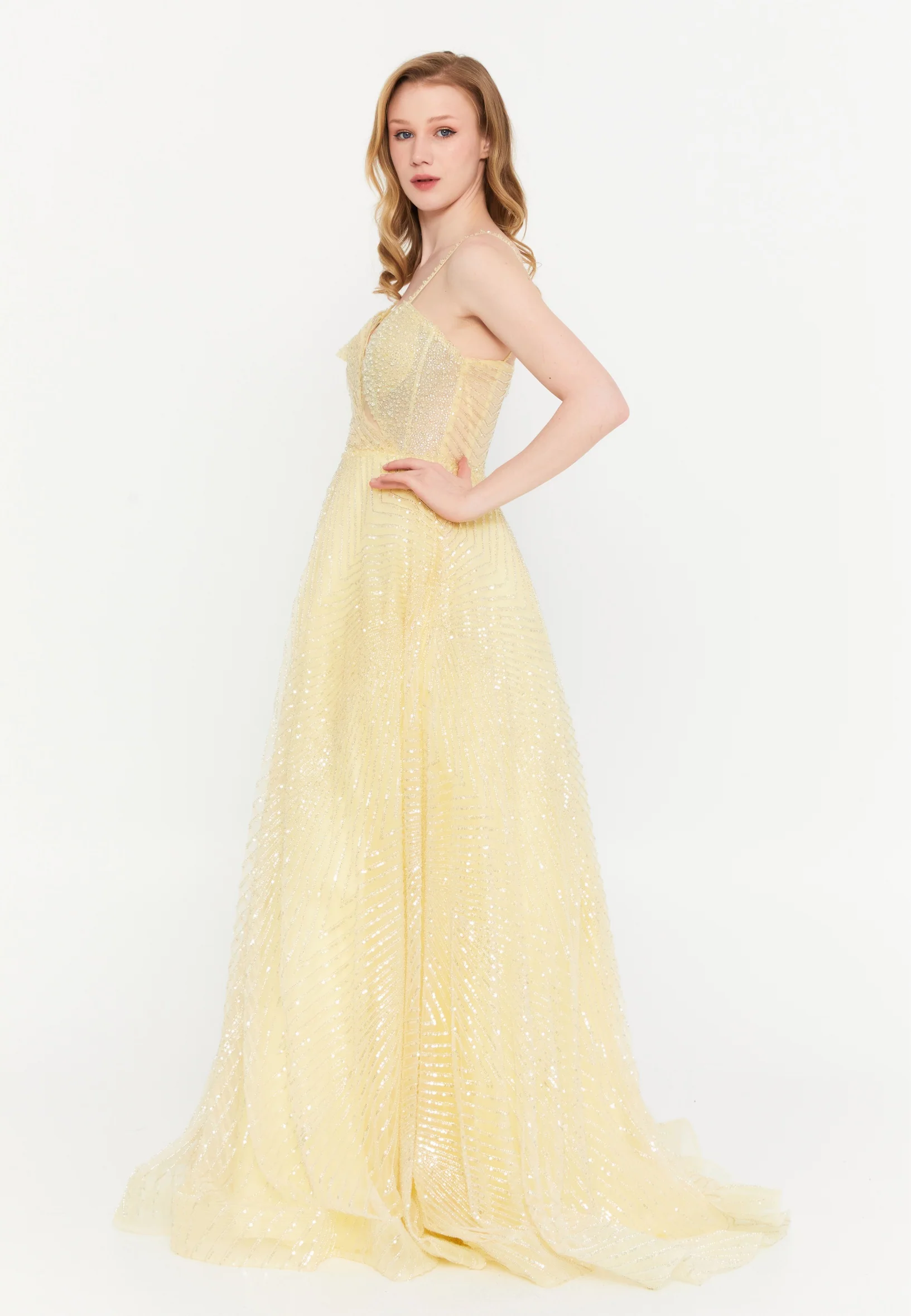Sleeveless Maxi Tulle A - Line Regular Prom Dress mtc2606 - Image 11