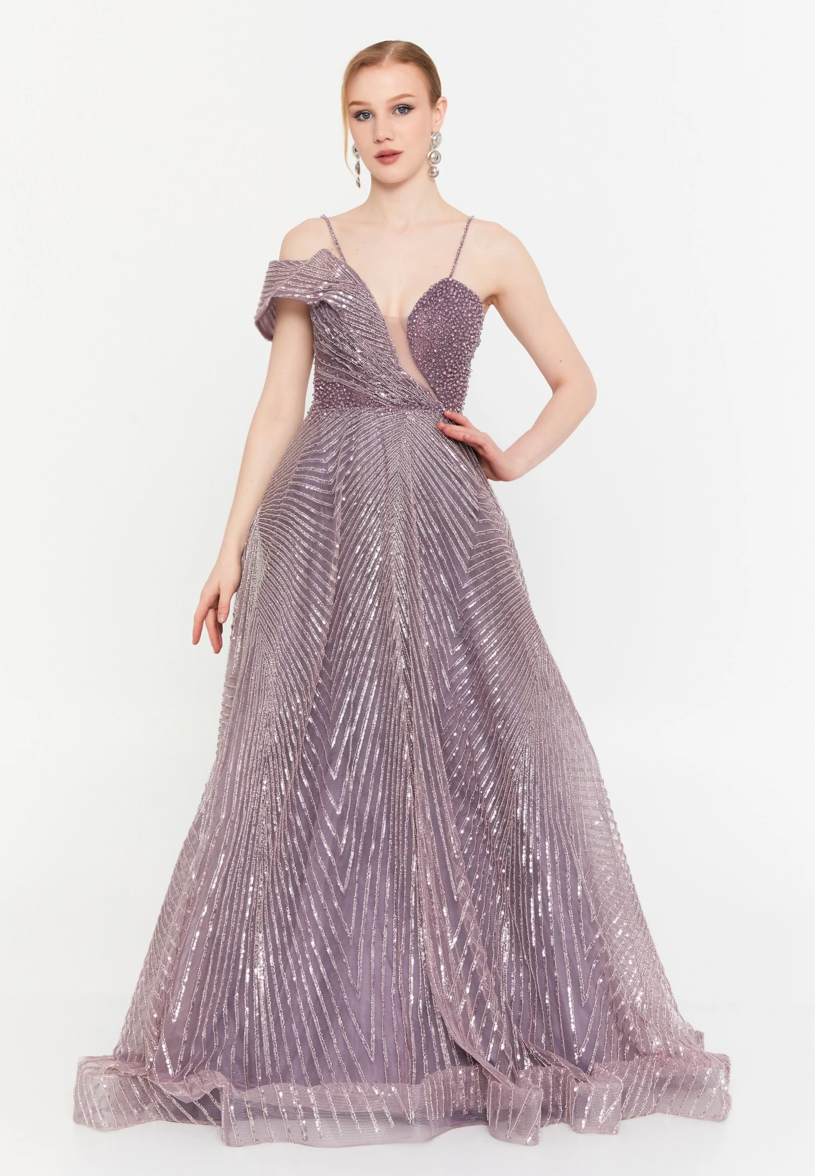 Sleeveless Maxi Tulle A - Line Regular Prom Dress mtc2606 - Image 5