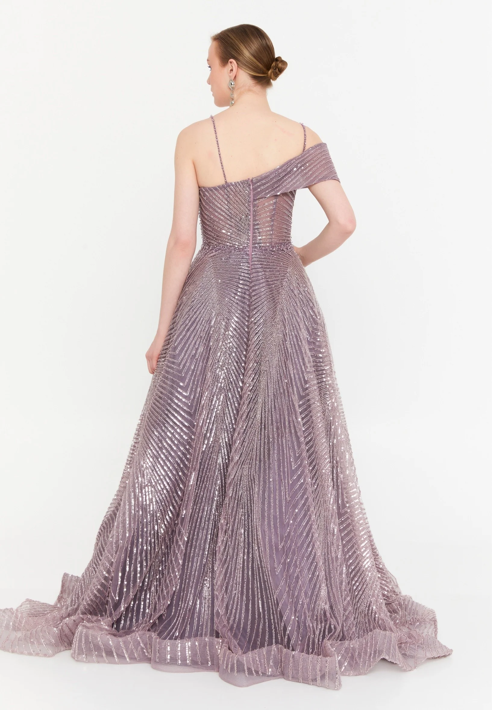 Sleeveless Maxi Tulle A - Line Regular Prom Dress mtc2606 - Image 6