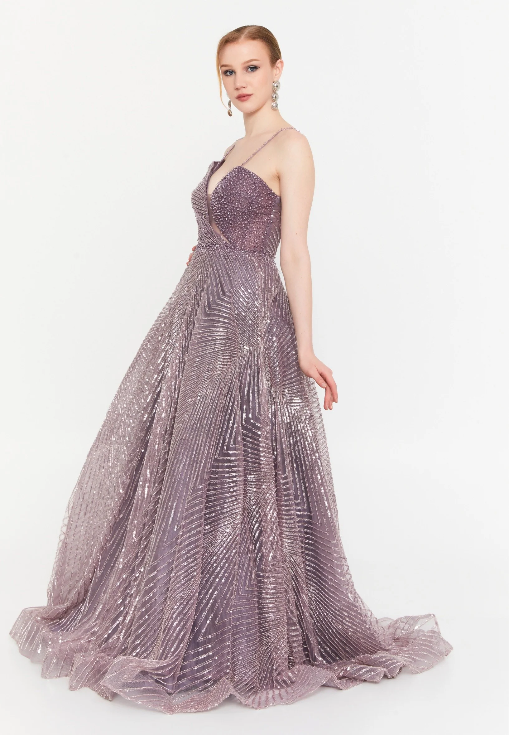 Sleeveless Maxi Tulle A - Line Regular Prom Dress mtc2606 - Image 7