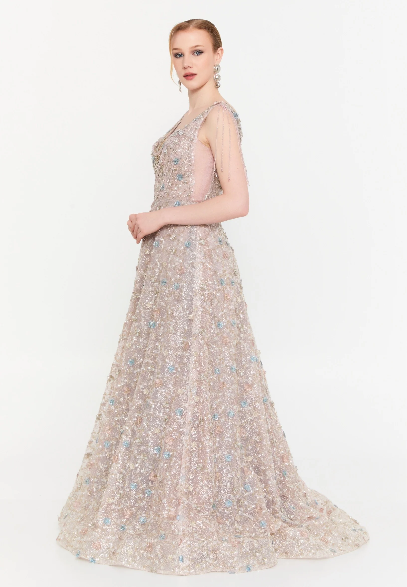 Sleeveless Maxi Tulle A - Line Regular Prom Dress mtcmz0376 - Image 3