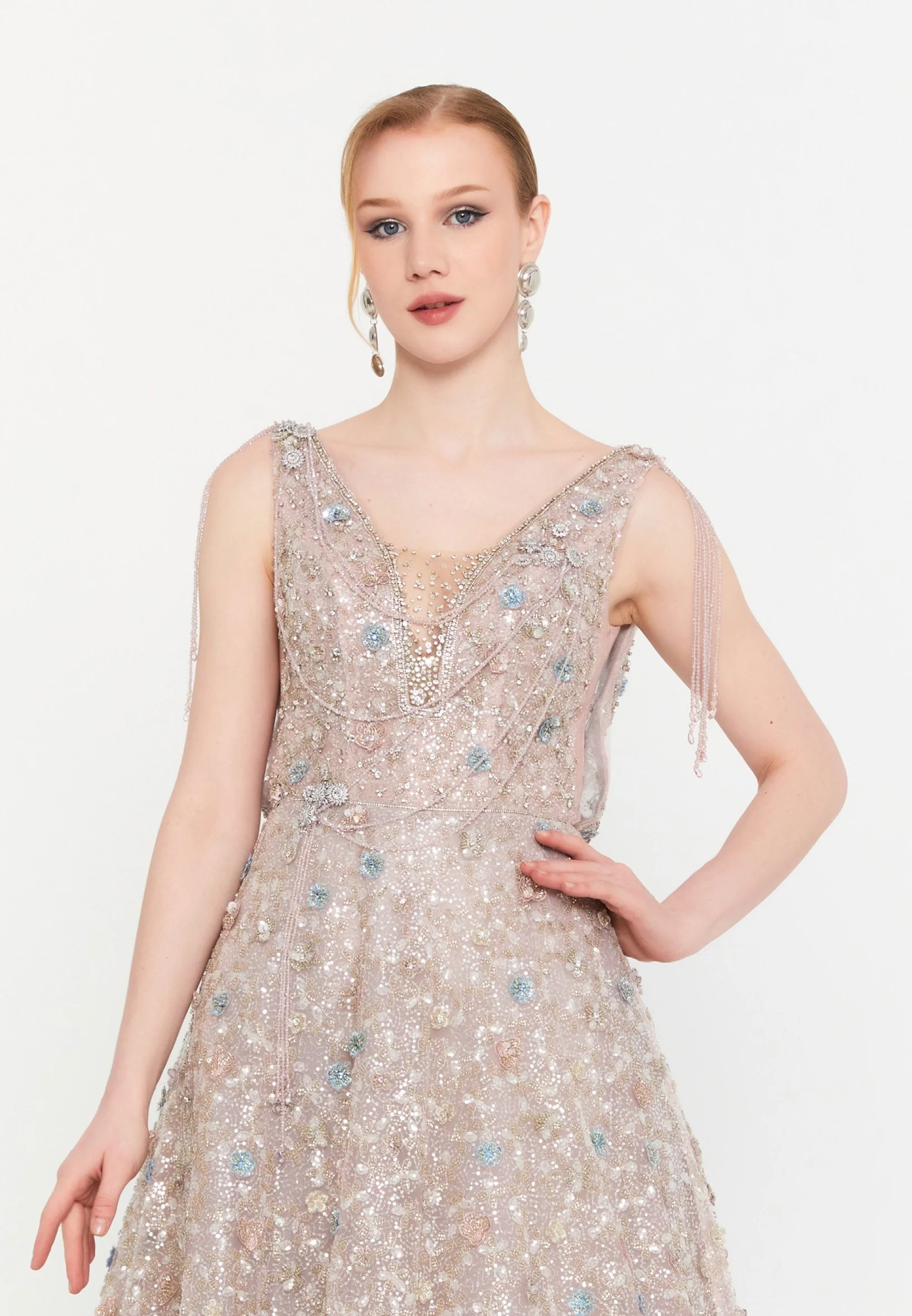 Sleeveless Maxi Tulle A - Line Regular Prom Dress mtcmz0376 - Image 4