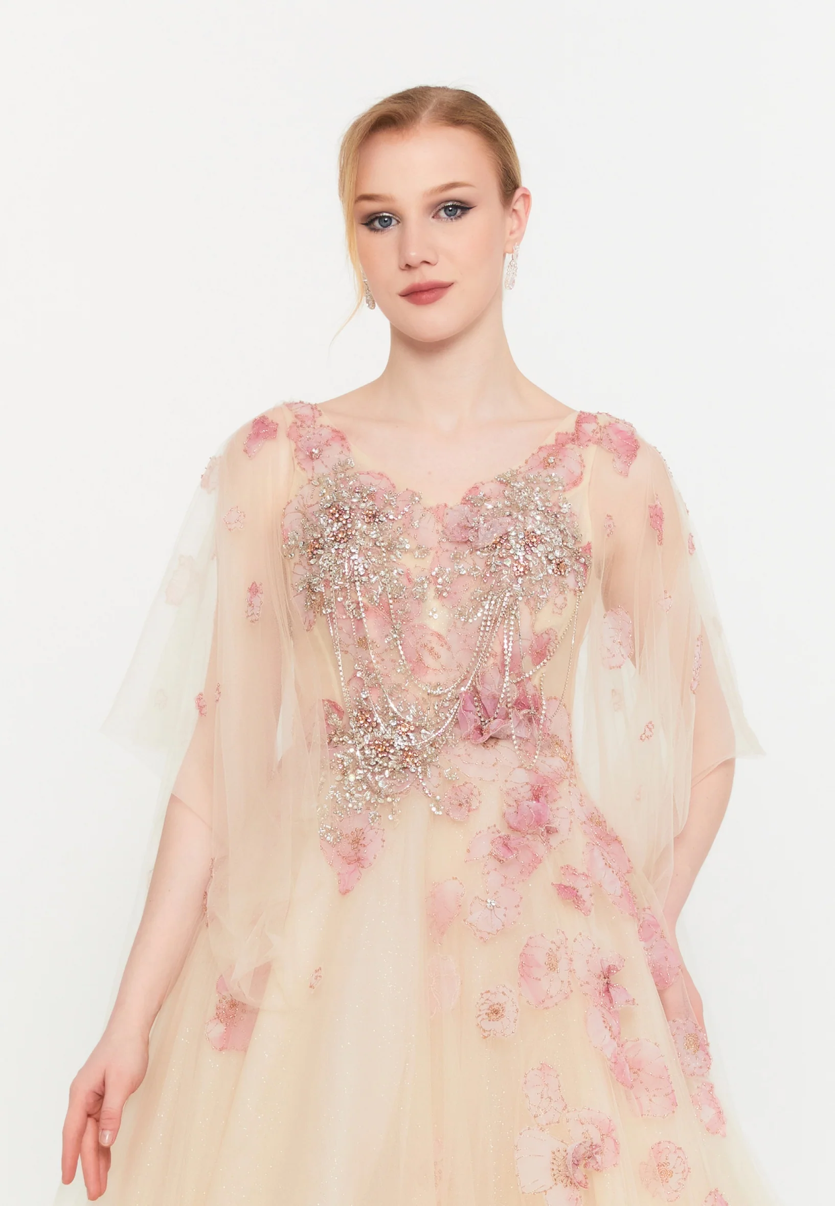 Sleeveless Maxi Tulle A - Line Regular Prom Dress mtcmz06295 - Image 4