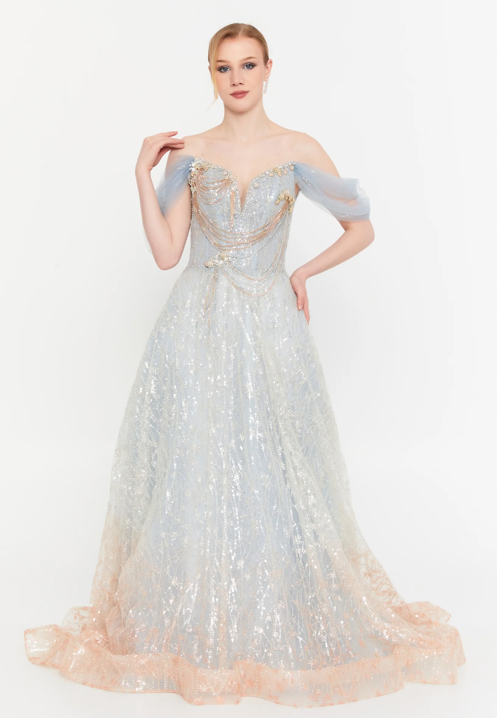 Sleeveless Maxi Tulle A - Line Regular Prom Dress mtcmz06308