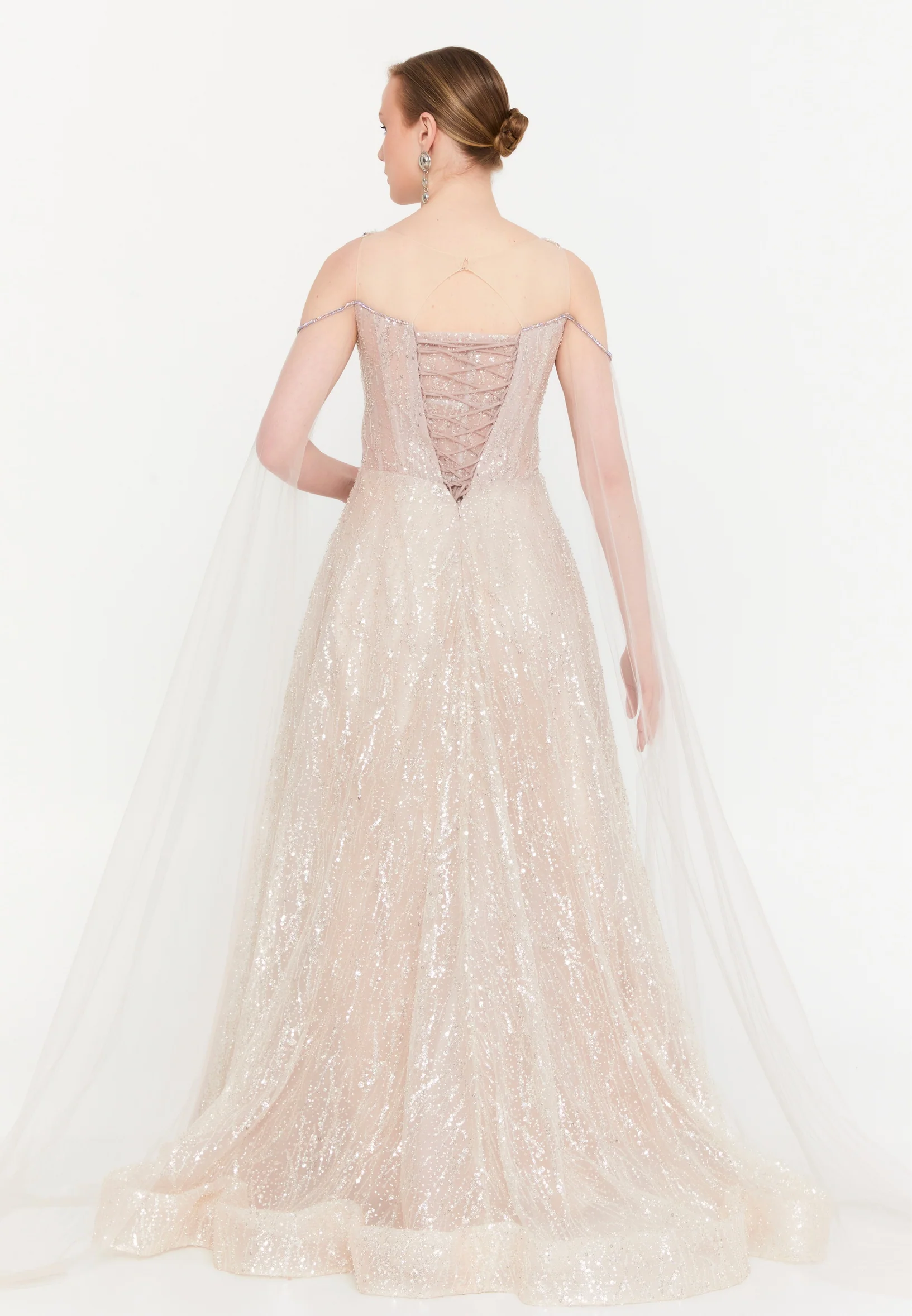 Sleeveless Maxi Tulle A - Line Regular Prom Dress mtcmz06315 - Image 2
