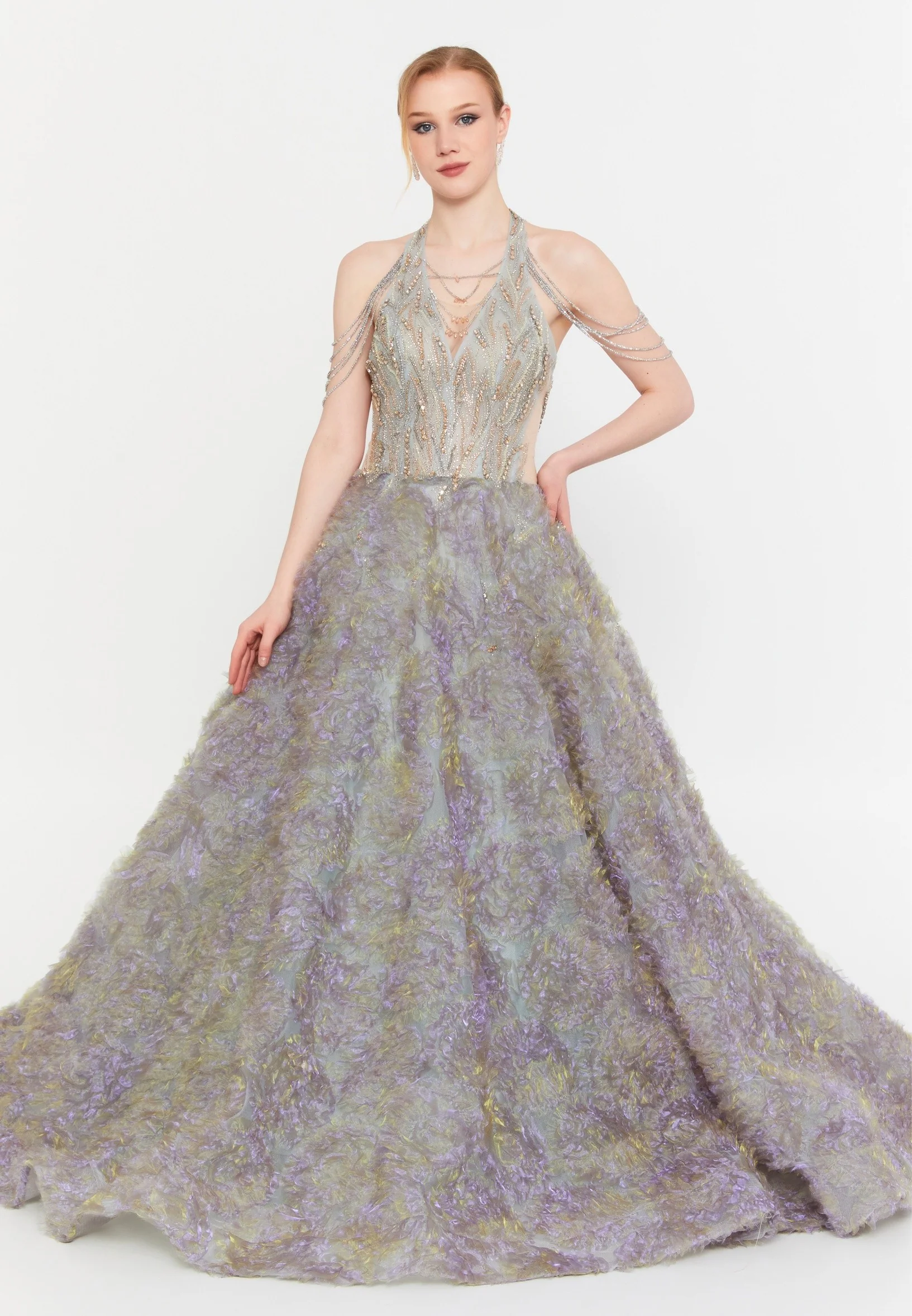 Sleeveless Maxi Tulle A - Line Regular Prom Dress mtcmz06319