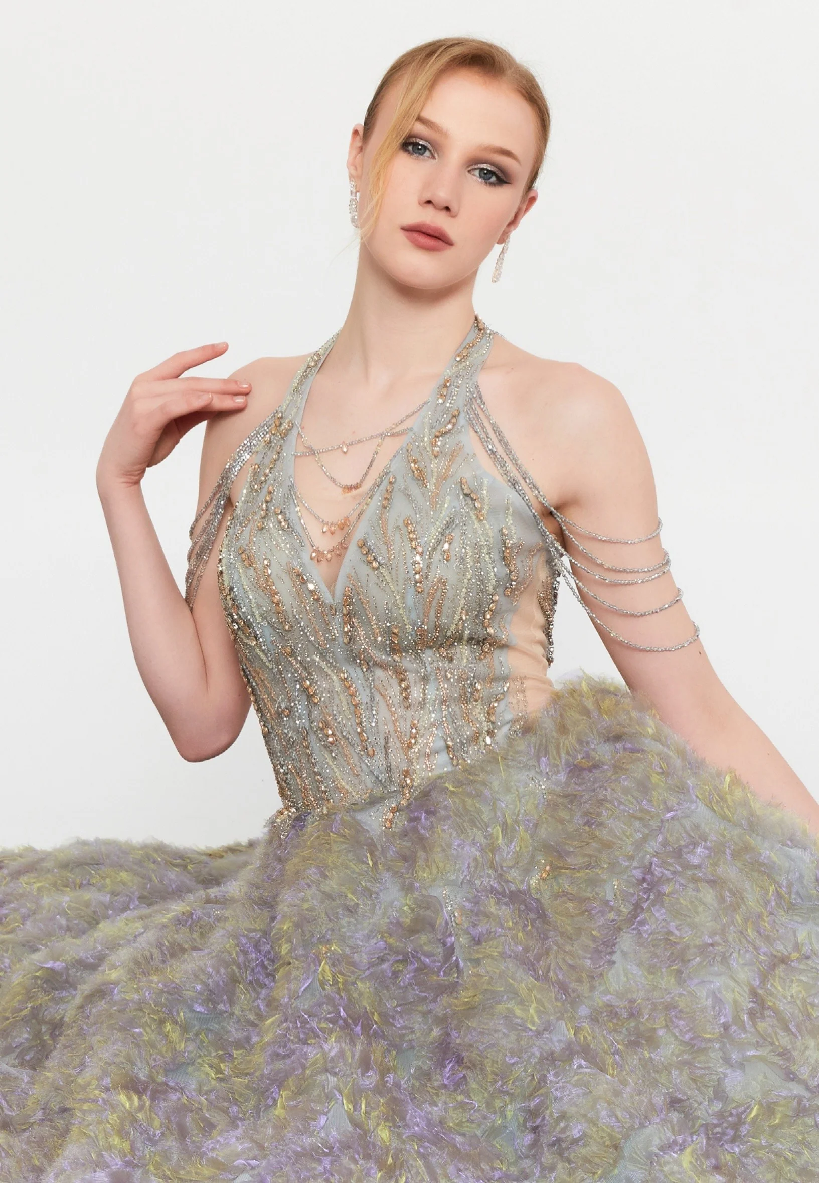Sleeveless Maxi Tulle A - Line Regular Prom Dress mtcmz06319 - Image 5