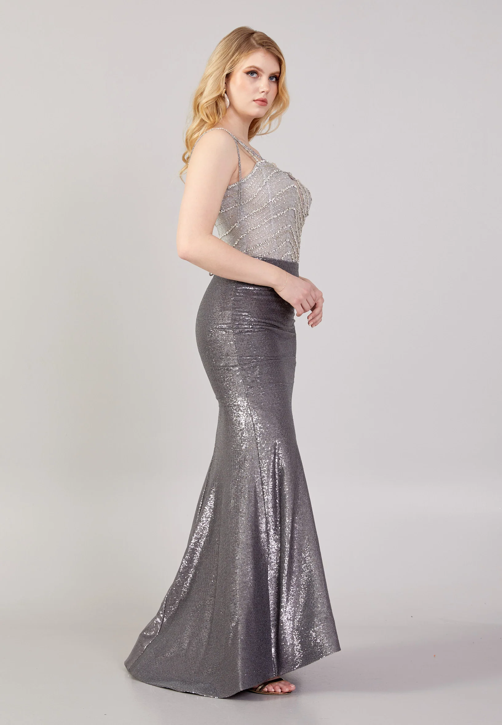 Sleeveless Maxi Tulle A - Line Regular Prom Dress mti04-02 - Image 3