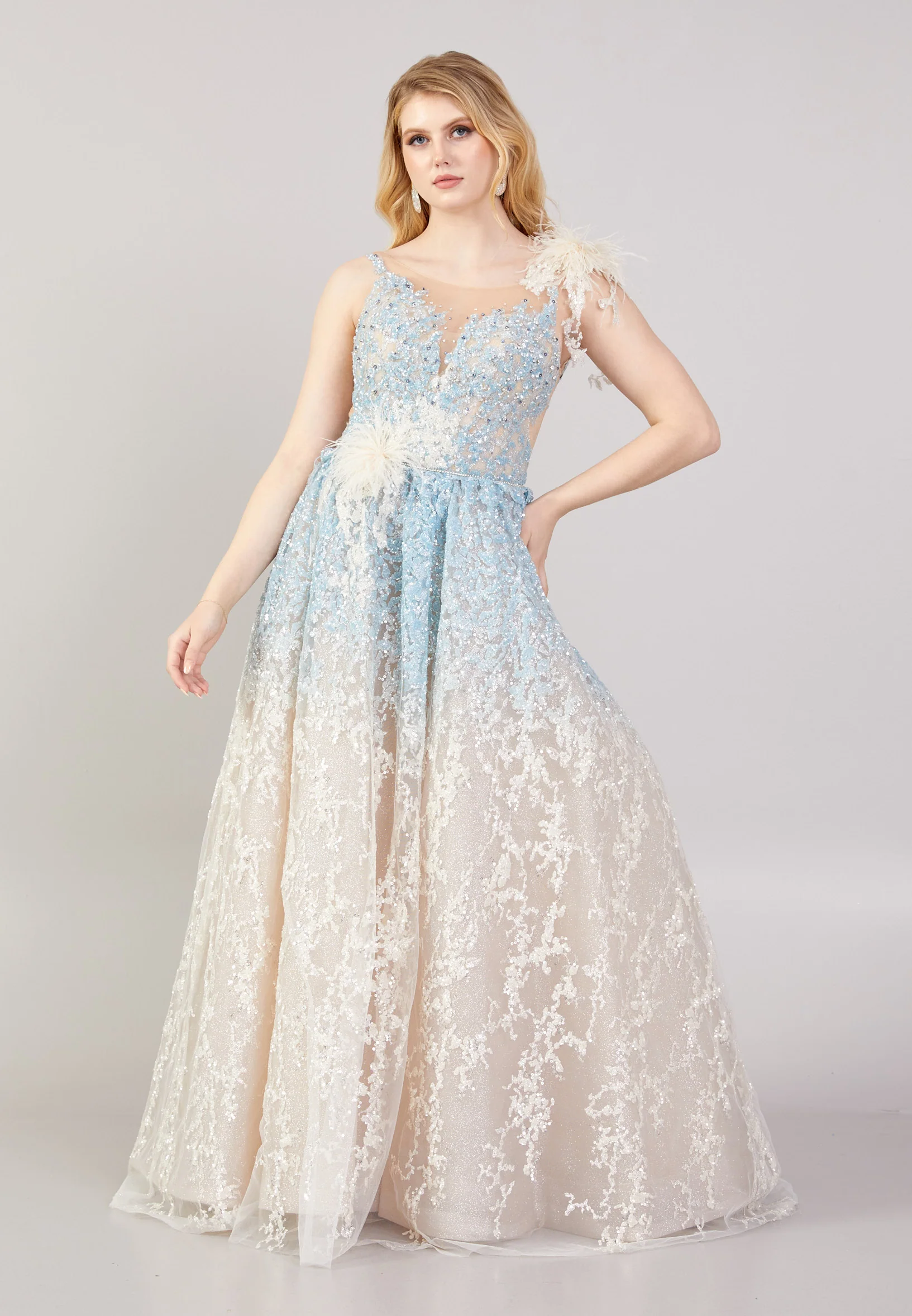 Sleeveless Maxi Tulle A - Line Regular Prom Dress mti04-05