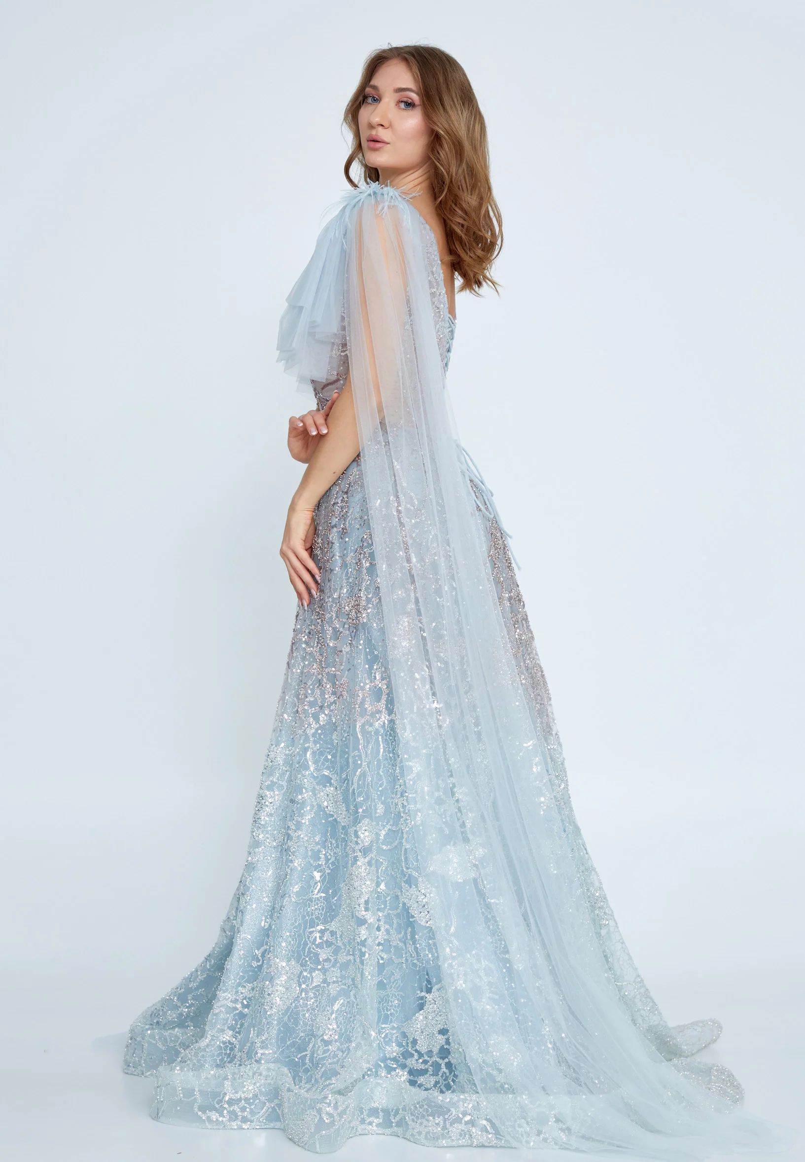 Sleeveless Maxi Tulle A - Line Regular Prom Dress mti04-15 - Image 3