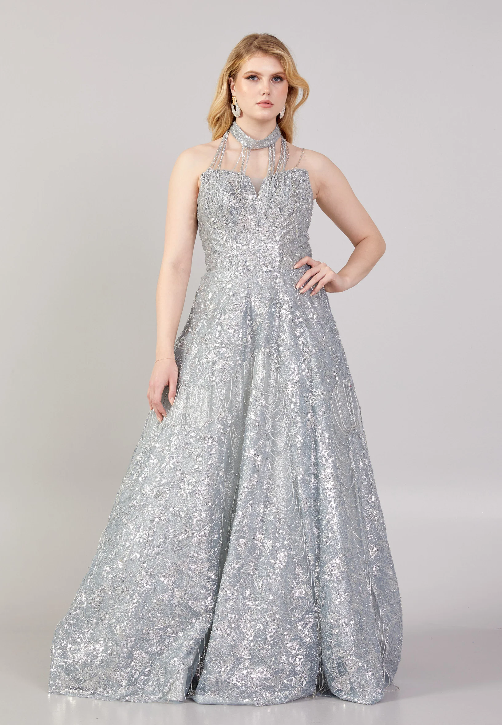 Sleeveless Maxi Tulle A - Line Regular Prom Dress mti04-22