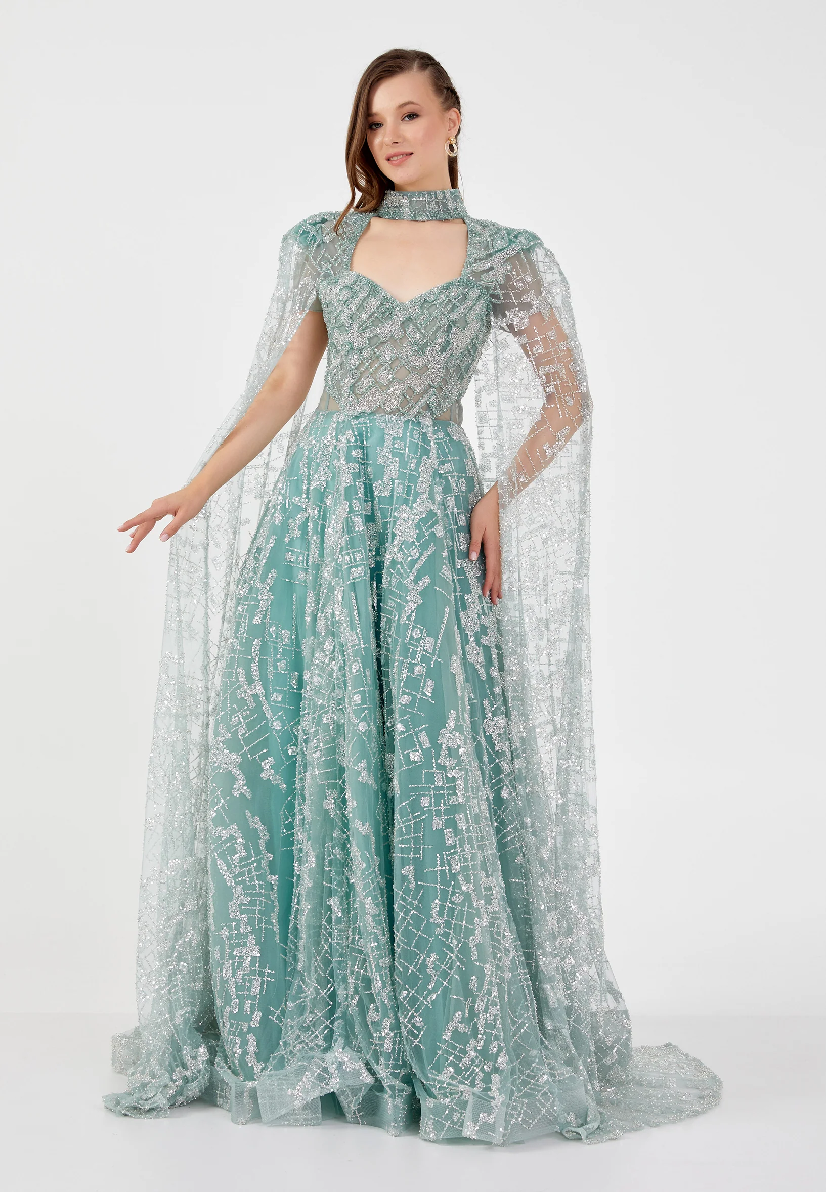Sleeveless Maxi Tulle A - Line Regular Prom Dress mti1043 - Image 5