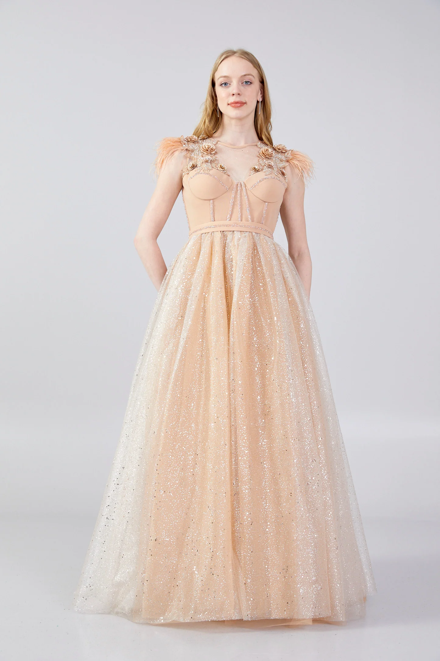Sleeveless Maxi Tulle A - Line Regular Prom Dress mtn2272
