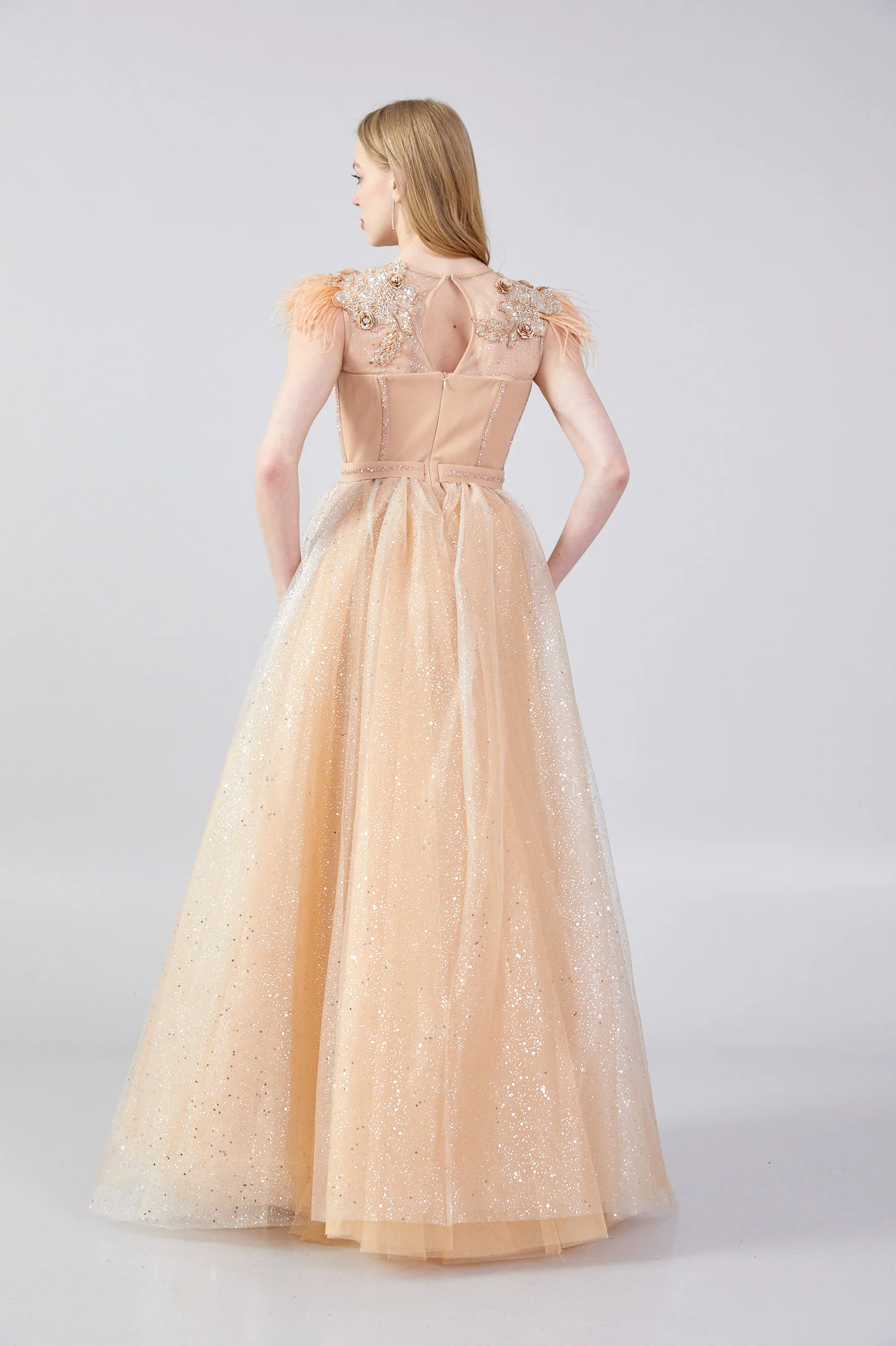 Sleeveless Maxi Tulle A - Line Regular Prom Dress mtn2272 - Image 2