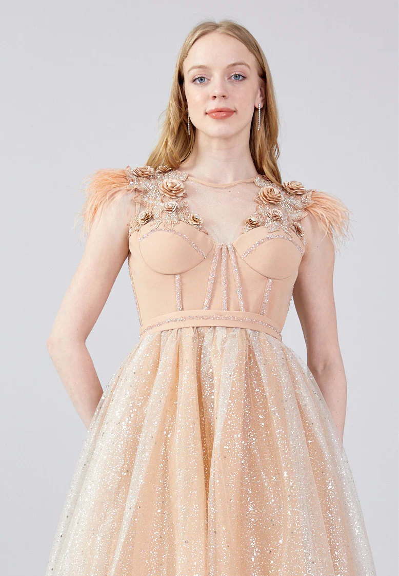 Sleeveless Maxi Tulle A - Line Regular Prom Dress mtn2272 - Image 4